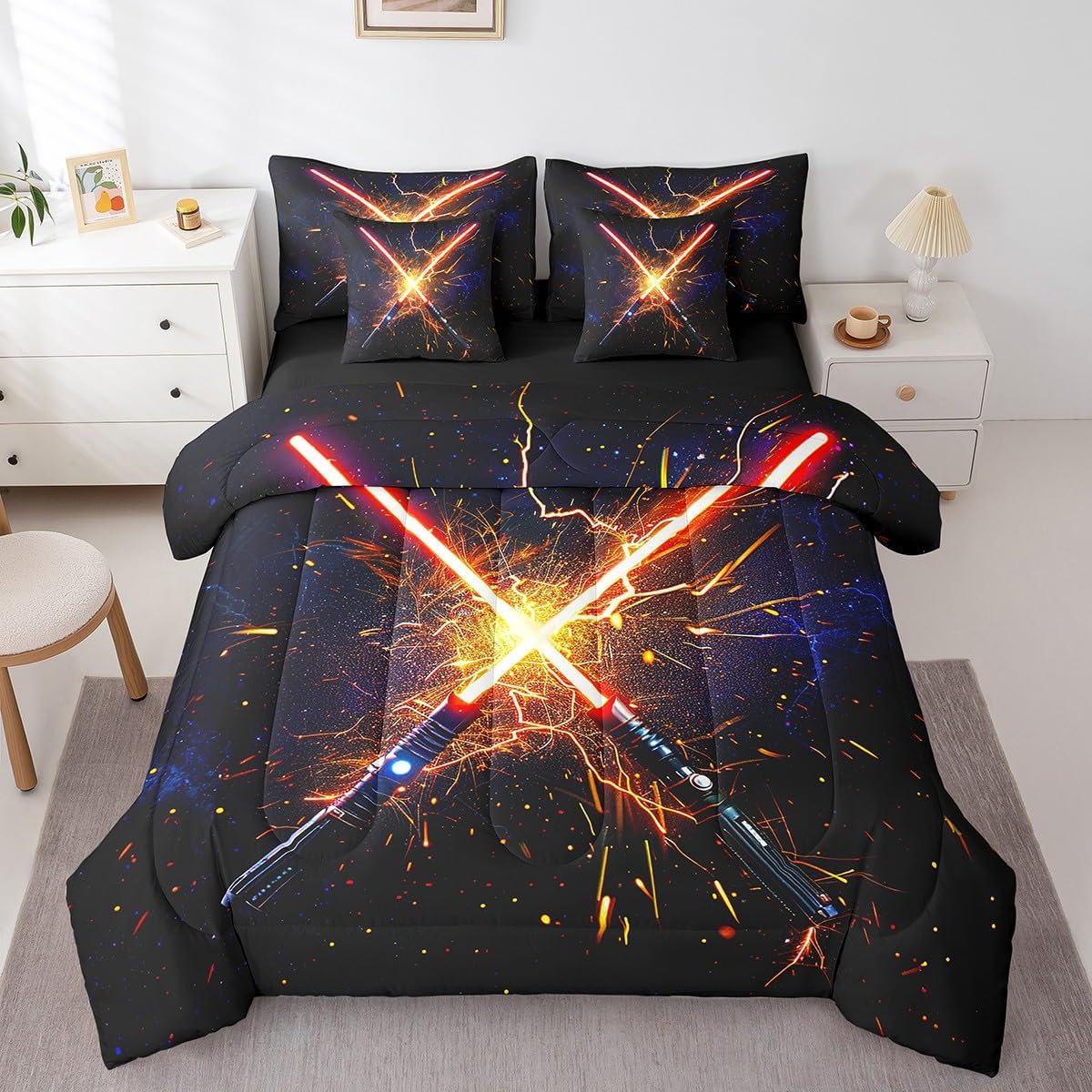 Feelyou Lightsaber 7-Piece Kids Bedding Set