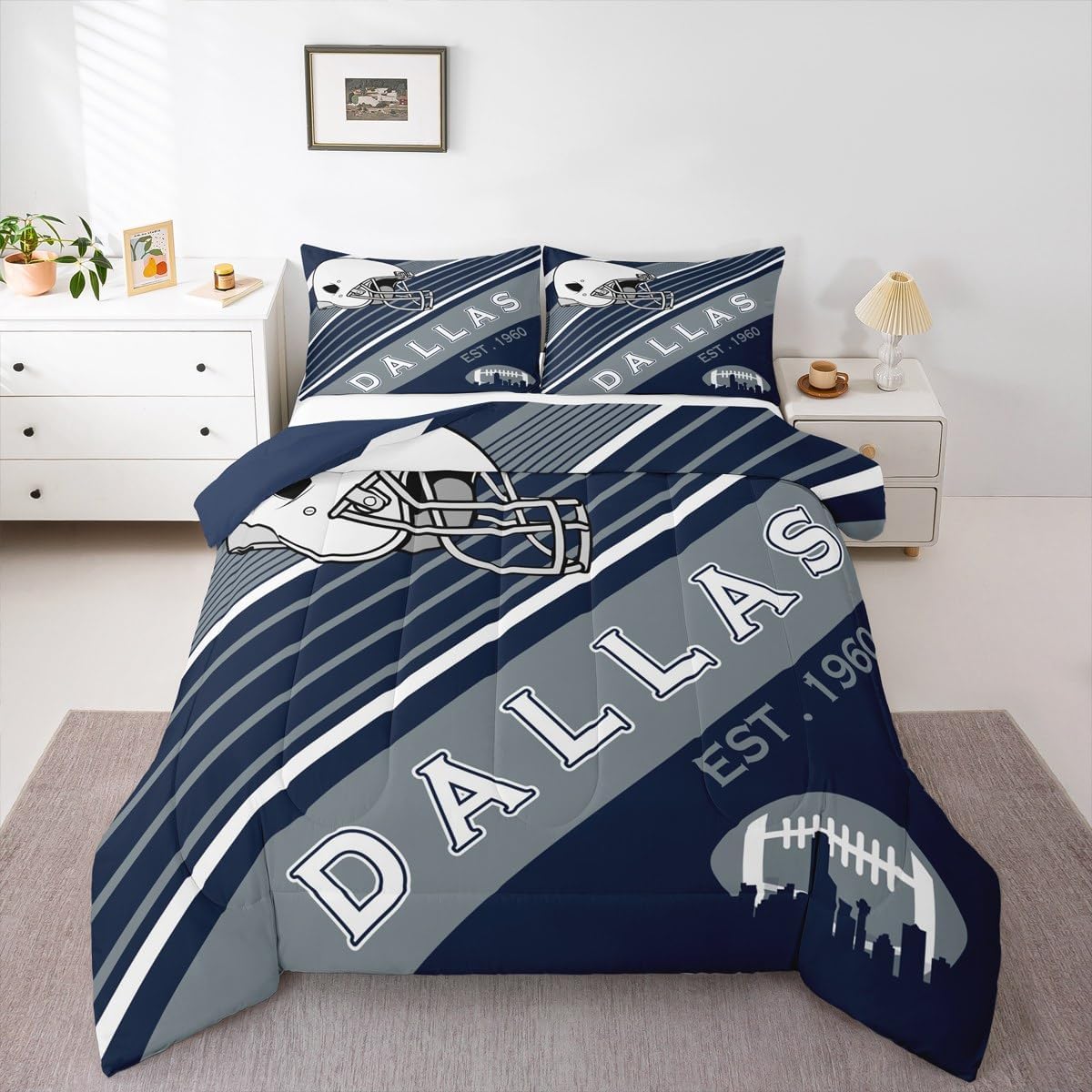 Erosebridal 2Pcs Football Comforter Set Twin Size