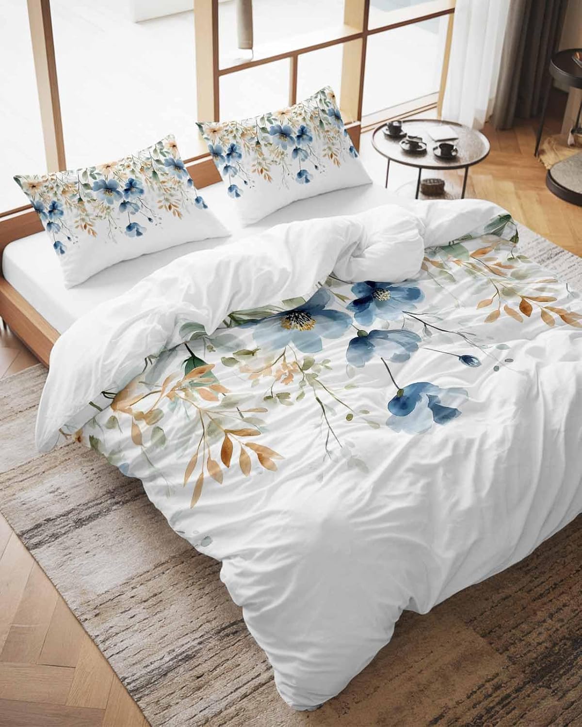 ZOE GARDEN Blue Floral Duvet Cover Set