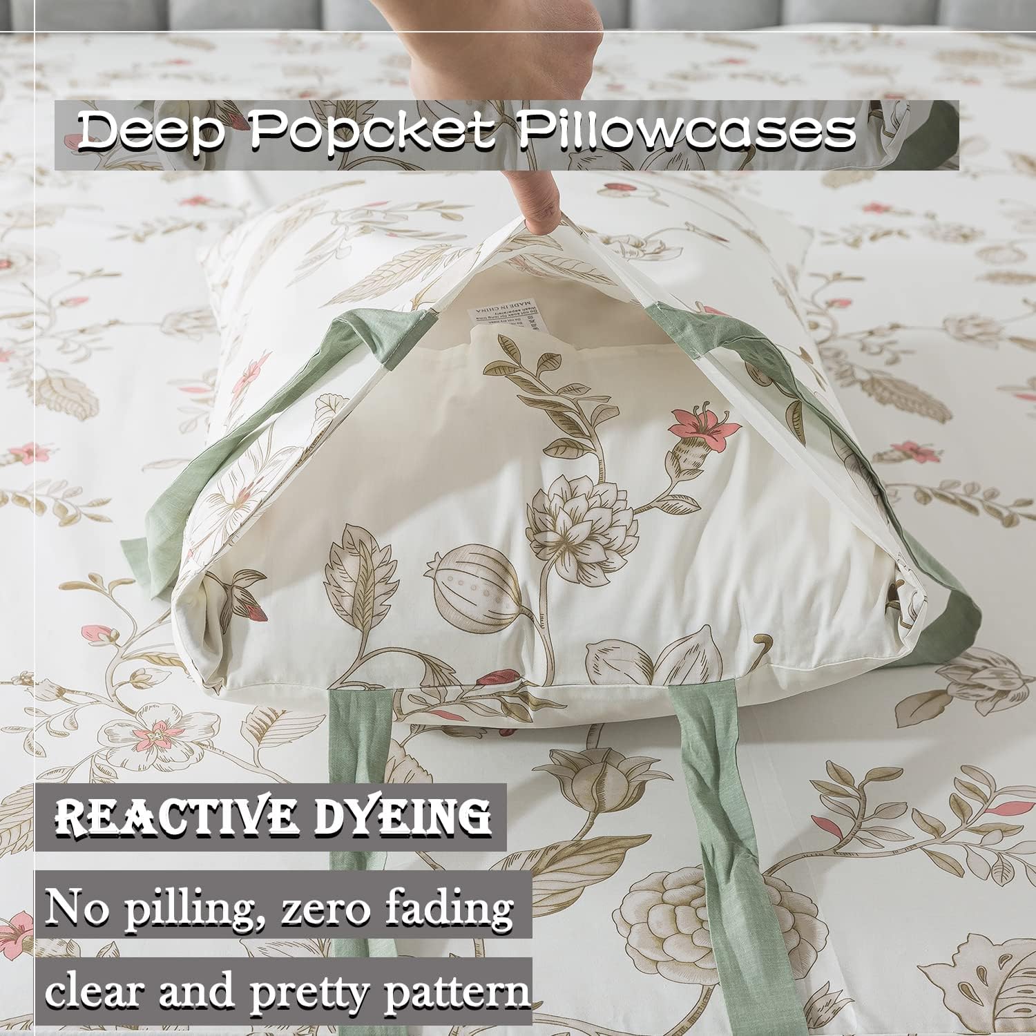 FADFAY Floral Twin XL Sheets 4Pcs Set