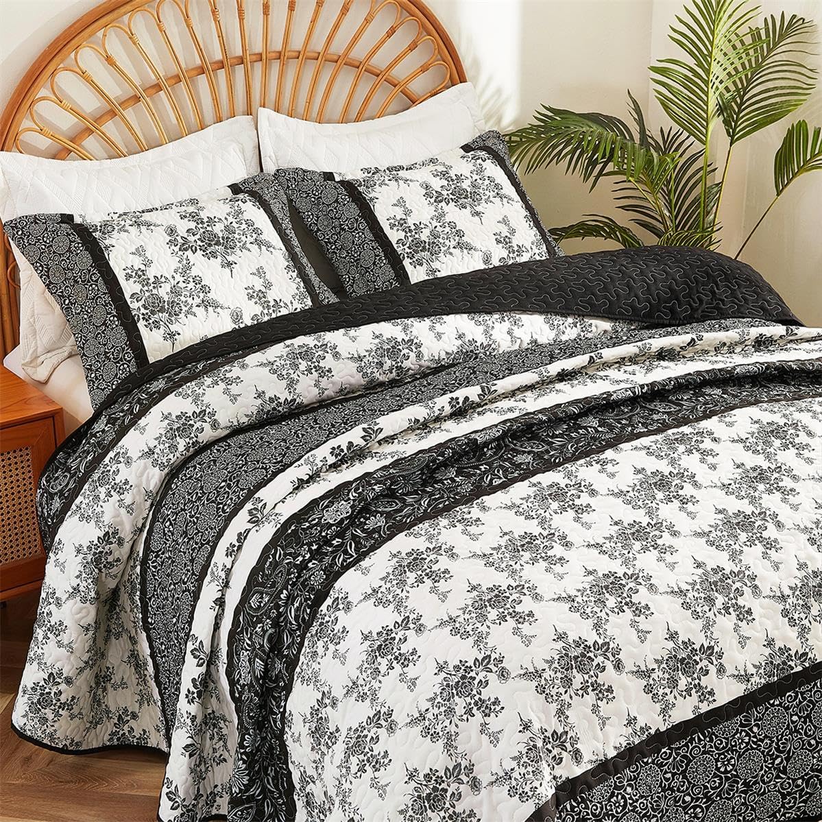 Cmfshape Bohemian Floral Quilt Set King Size 3-Piece 1
