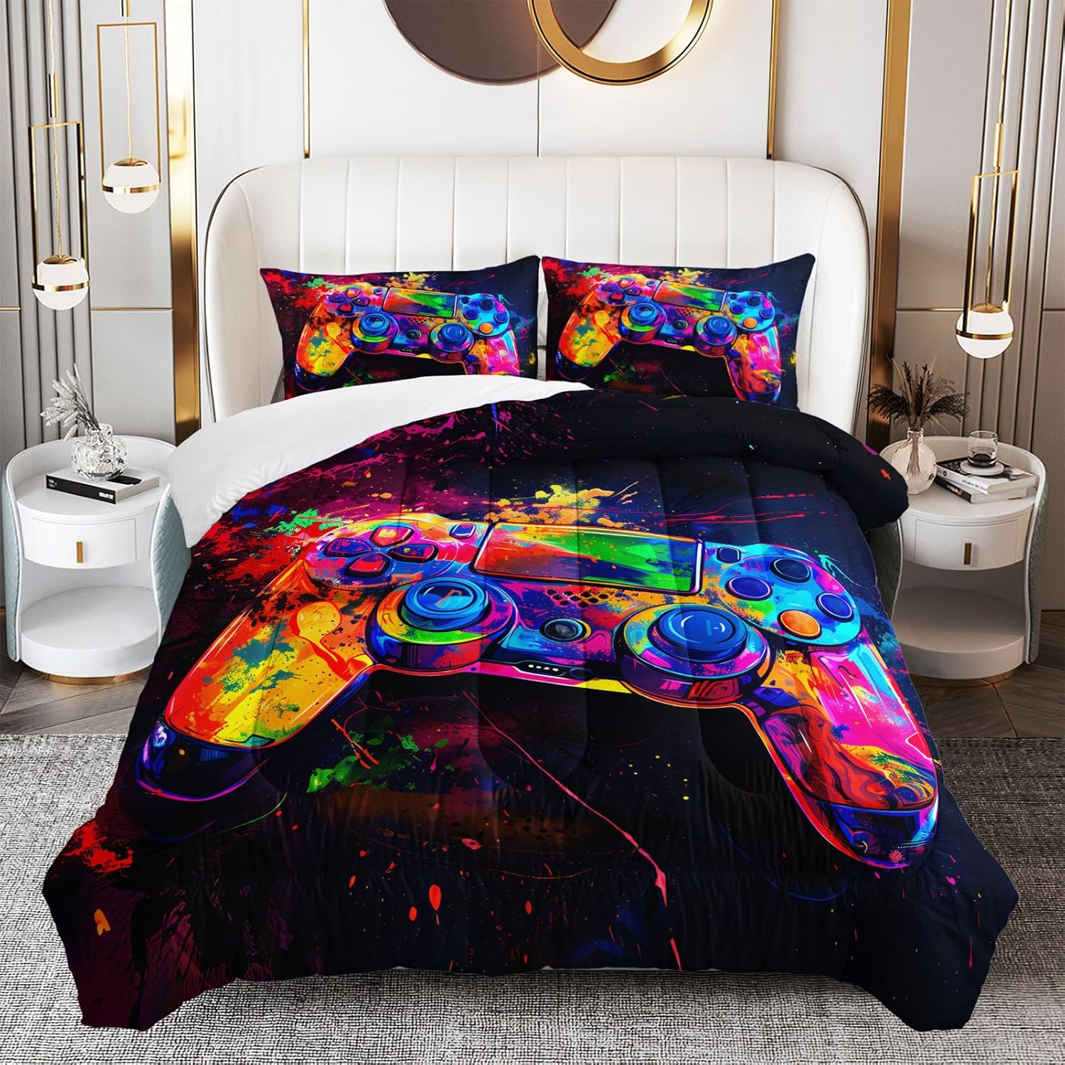 OUIXOTIC 3D Gaming Comforter Set for Boys Full Size