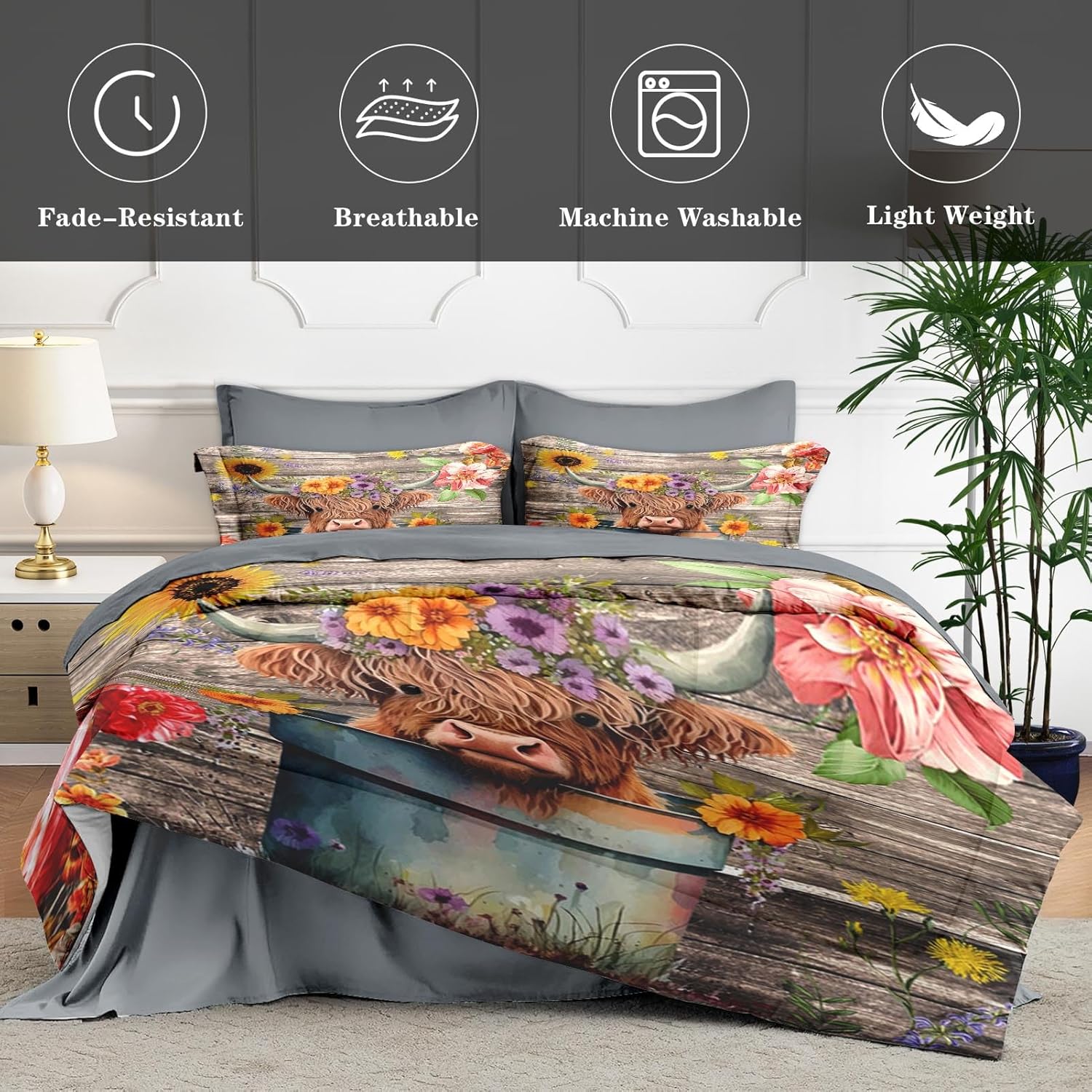 WeCozy 7 Pcs Queen Comforter Set with 2 Pillowcases 2 Shams