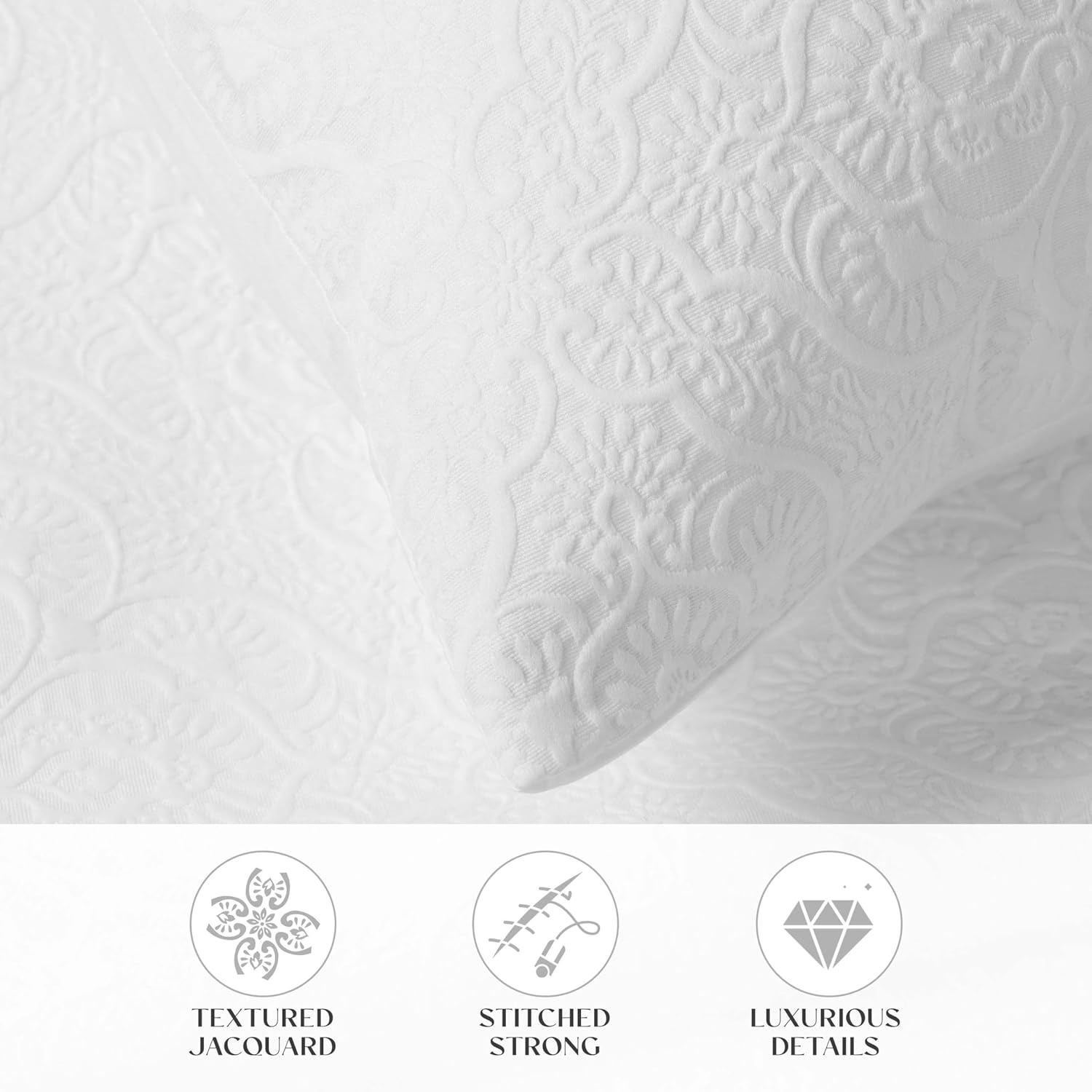 Superior 3 Piece Bedspread Set White Floral Matelasse 1