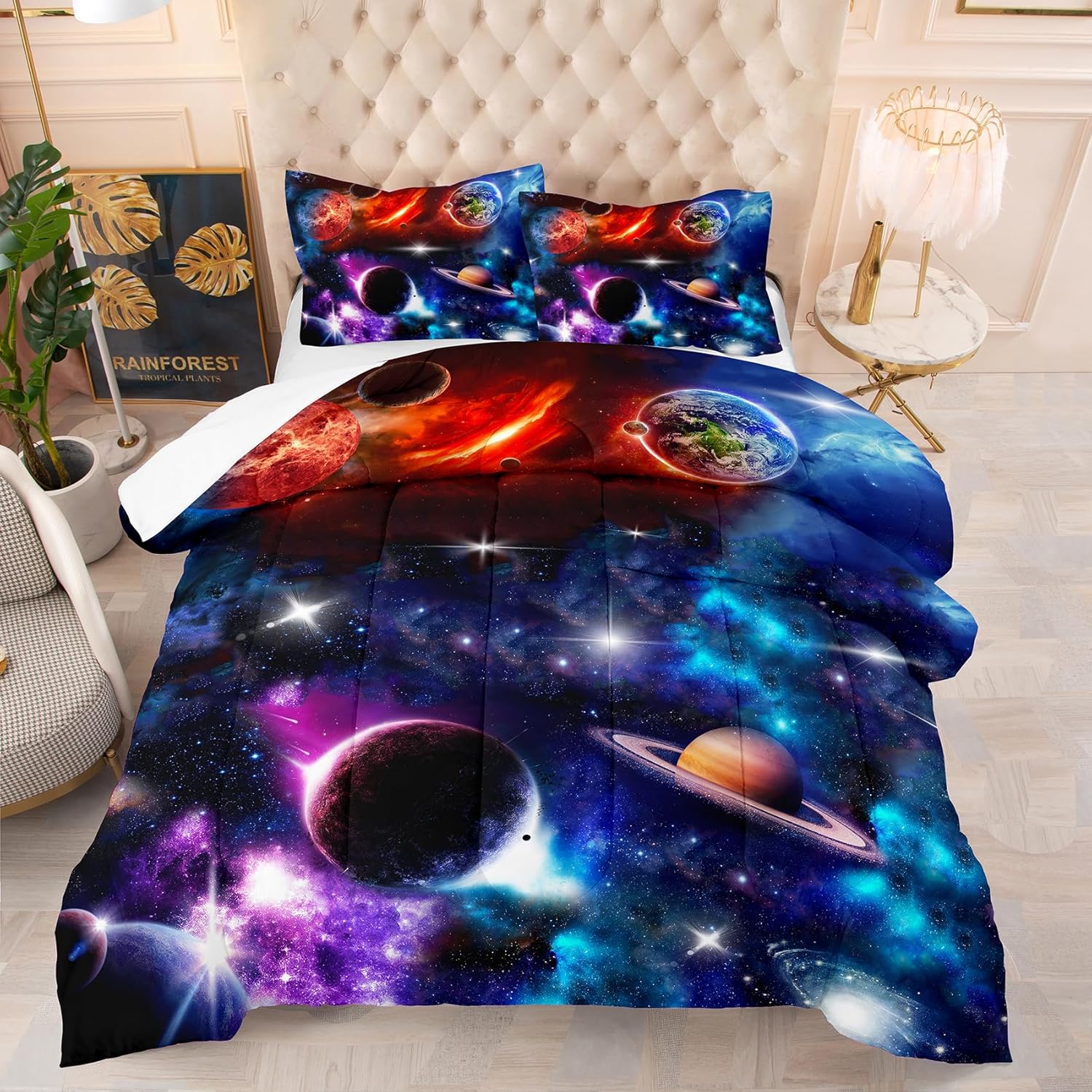 NINENINE Galaxy Comforter Set for Kids Full Size