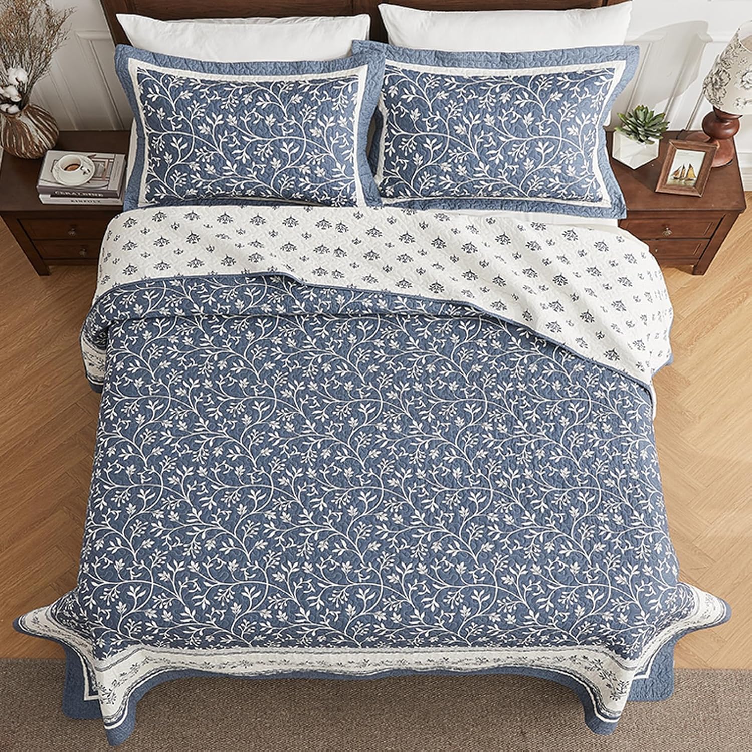 PANGUSHAN 102x120 Cotton Bedspread Set Reversible