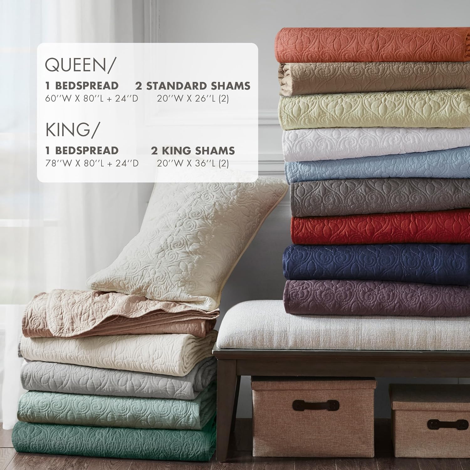 Madison Park Queen Bedspread Dark Grey