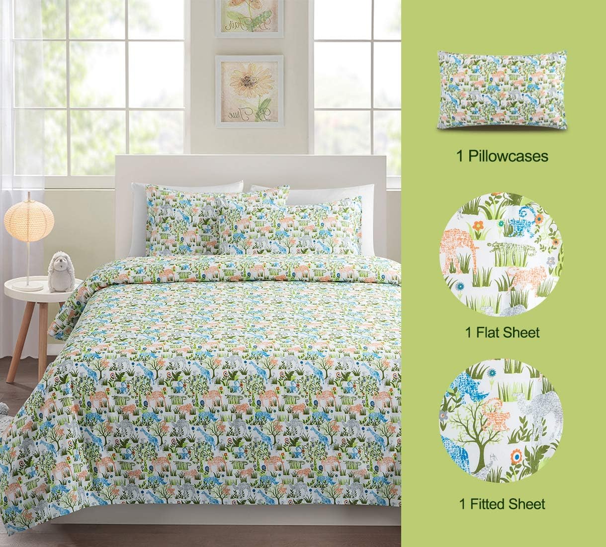 Vonty Jungle Kids Bed Sheet Set Twin
