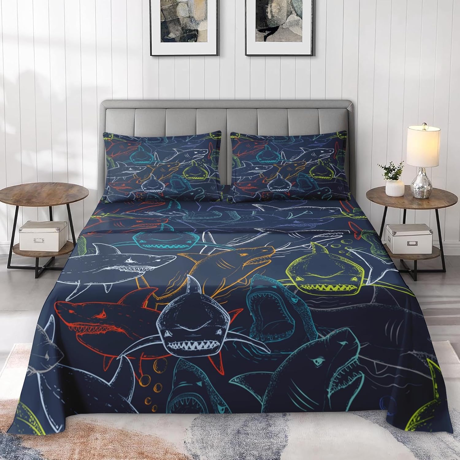 Pamnest King Size Bed Sheet Set with Ocean Design
