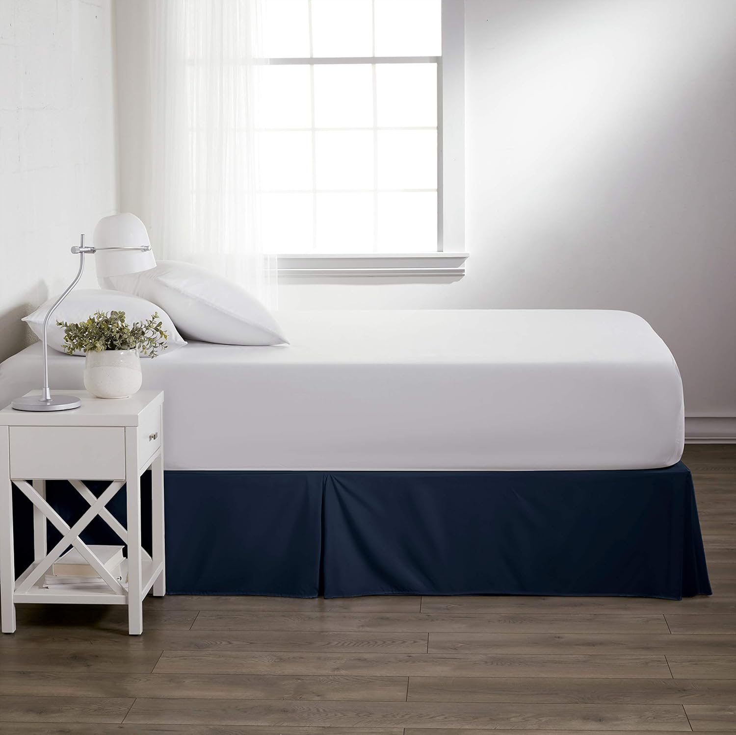 IENJOY Home Pleated Bed Skirt Twin Navy