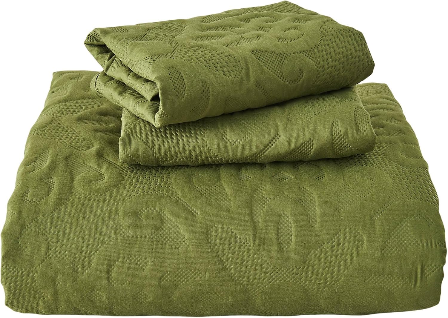 Kingnex Olive Green Oversized King Bedspread Set