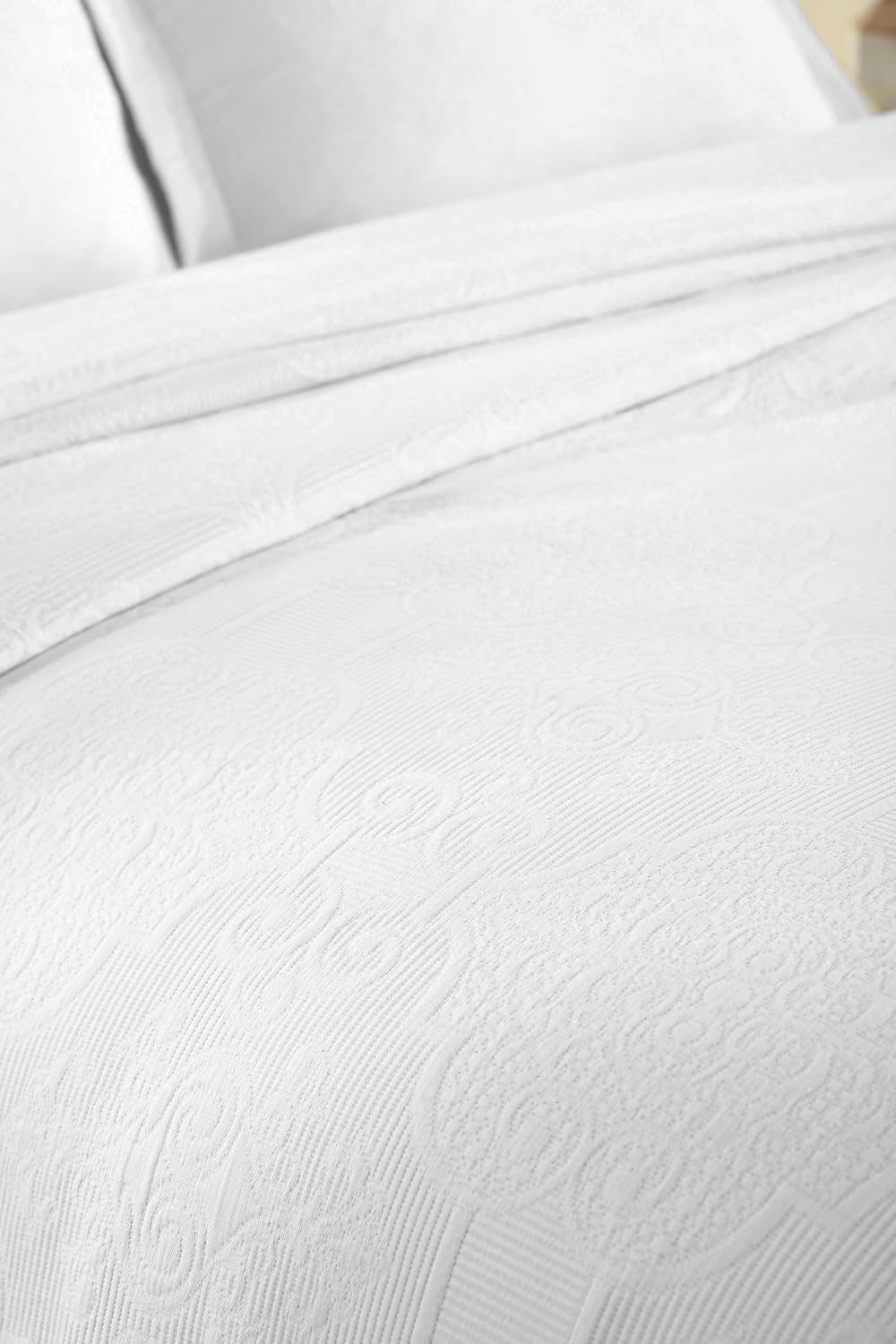 Superior Cotton Bedspread Set 3-Piece Full White