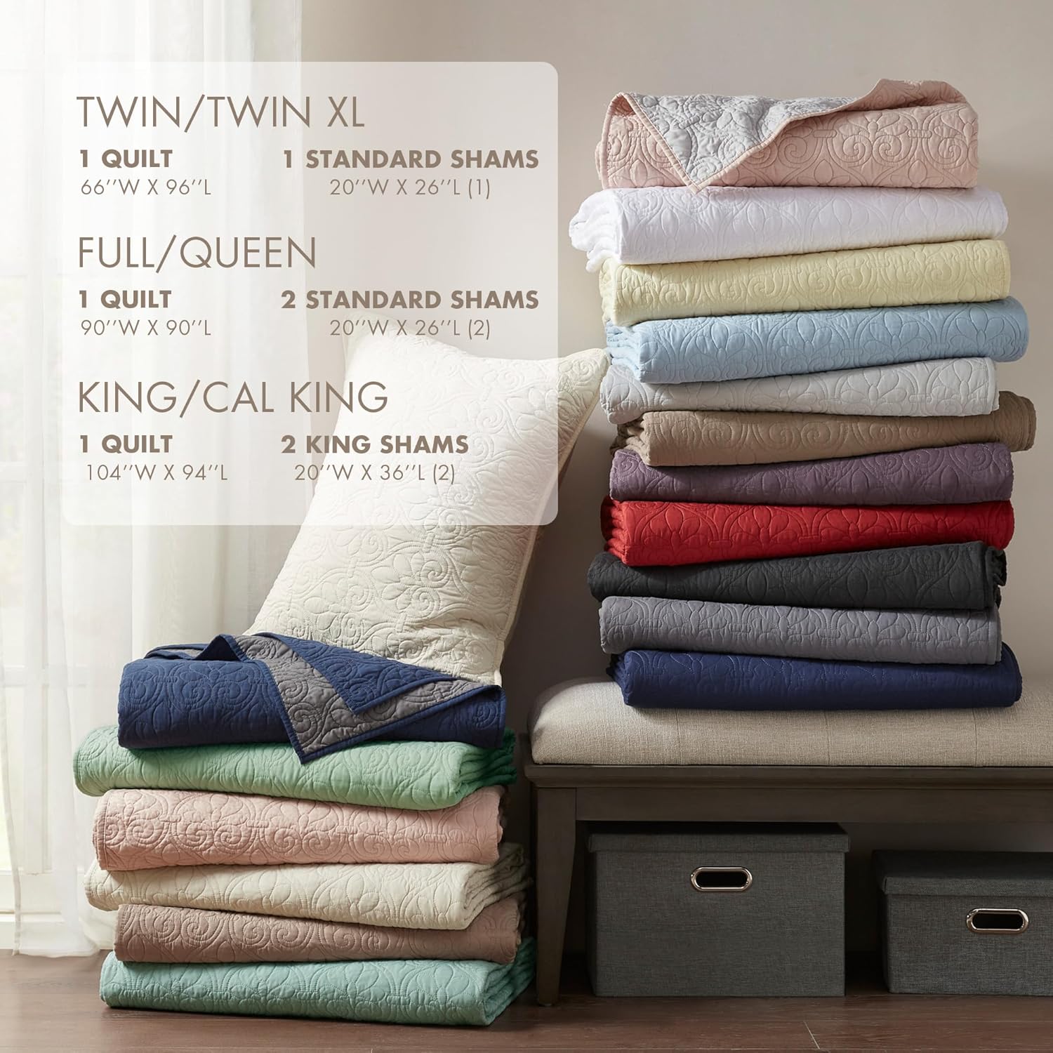 Madison Park Quebec Quilt Set - Dusty Khaki 3 Piece
