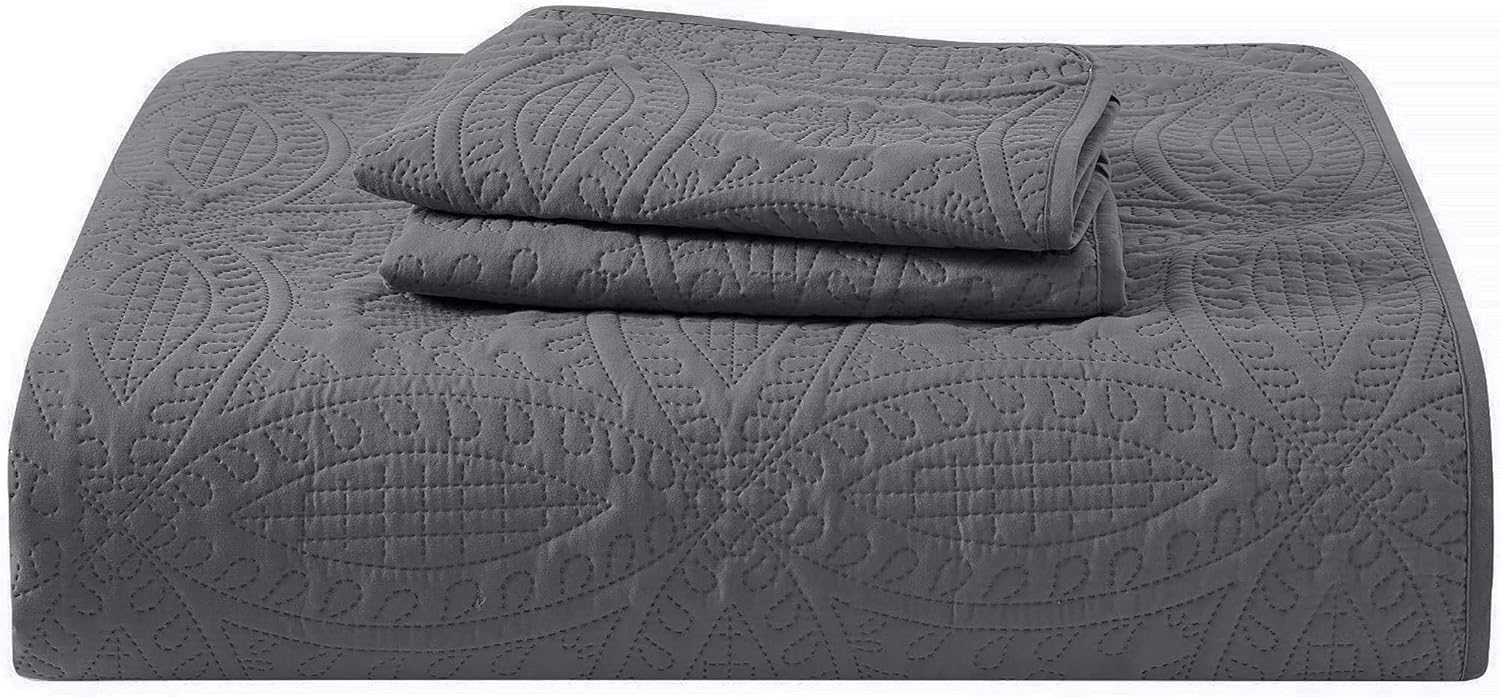 Mellanni King Bedspread Coverlet Set - Gray