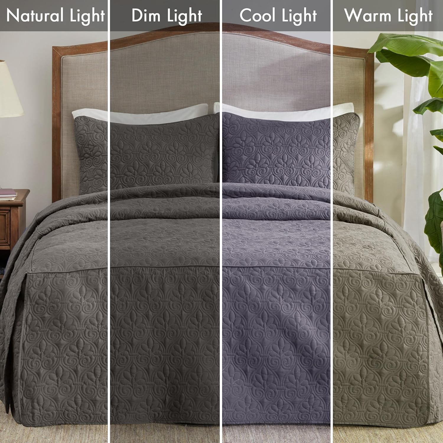 Madison Park Queen Bedspread Dark Grey