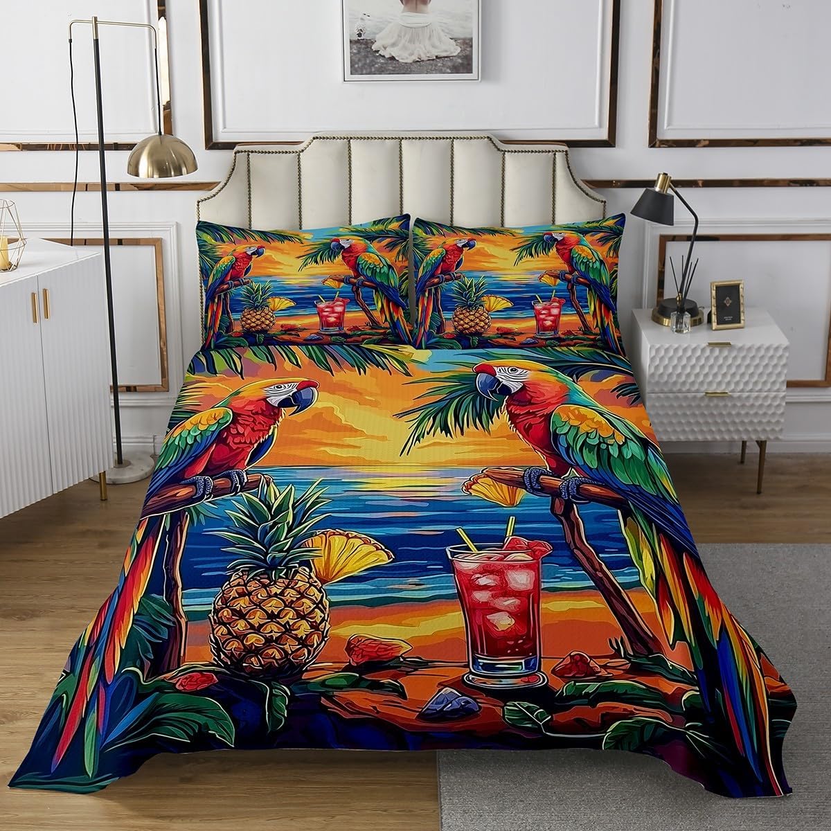Erosebridal Parrot Coverlet Set Twin Size for Kids