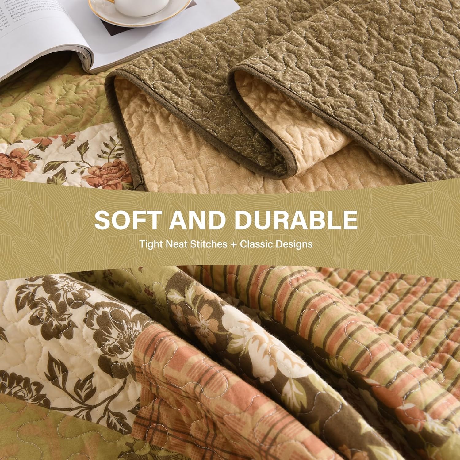 SahSahCasa 120x120 Oversized Cal King Bedspread Set