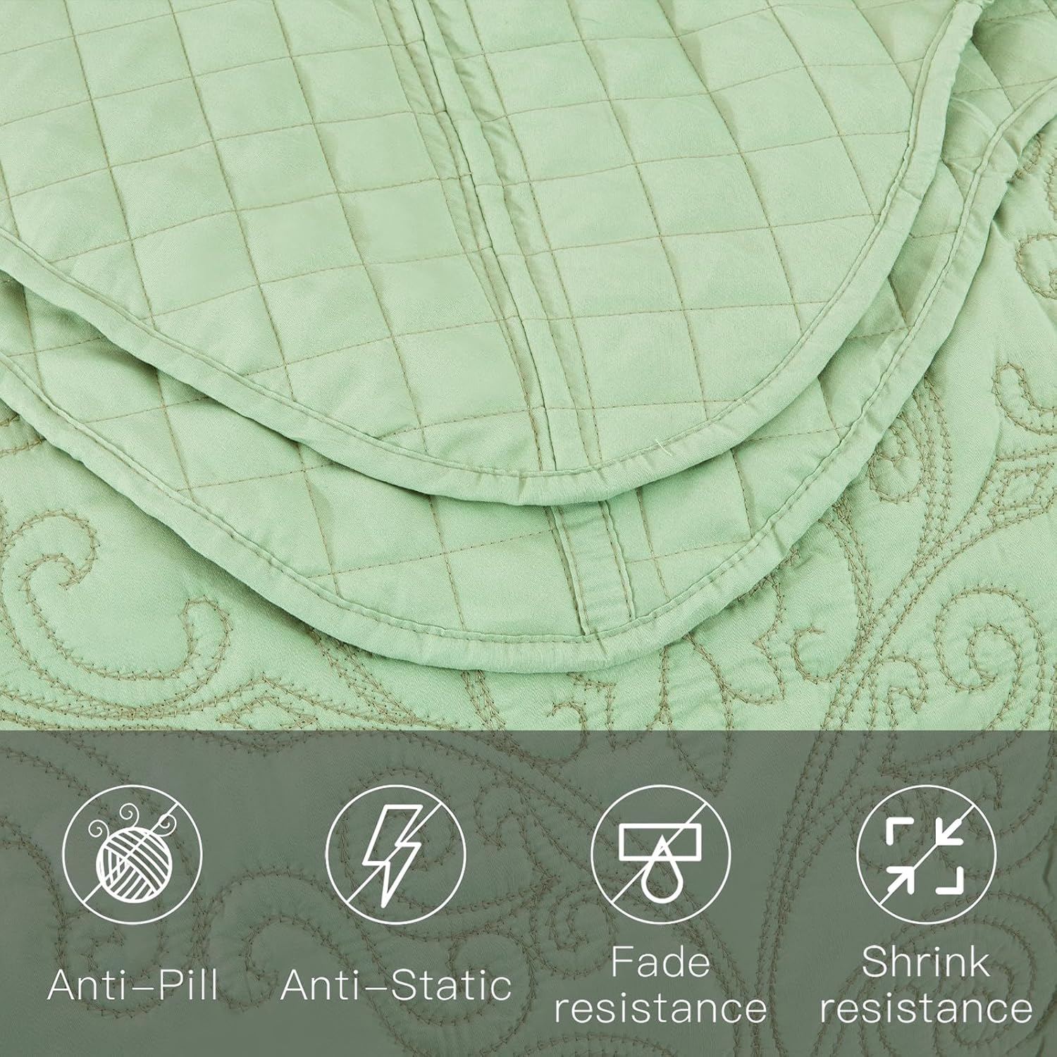 CHIXIN Bedspread Coverlet Set Queen Size - Luxury Damask Paisley Pattern