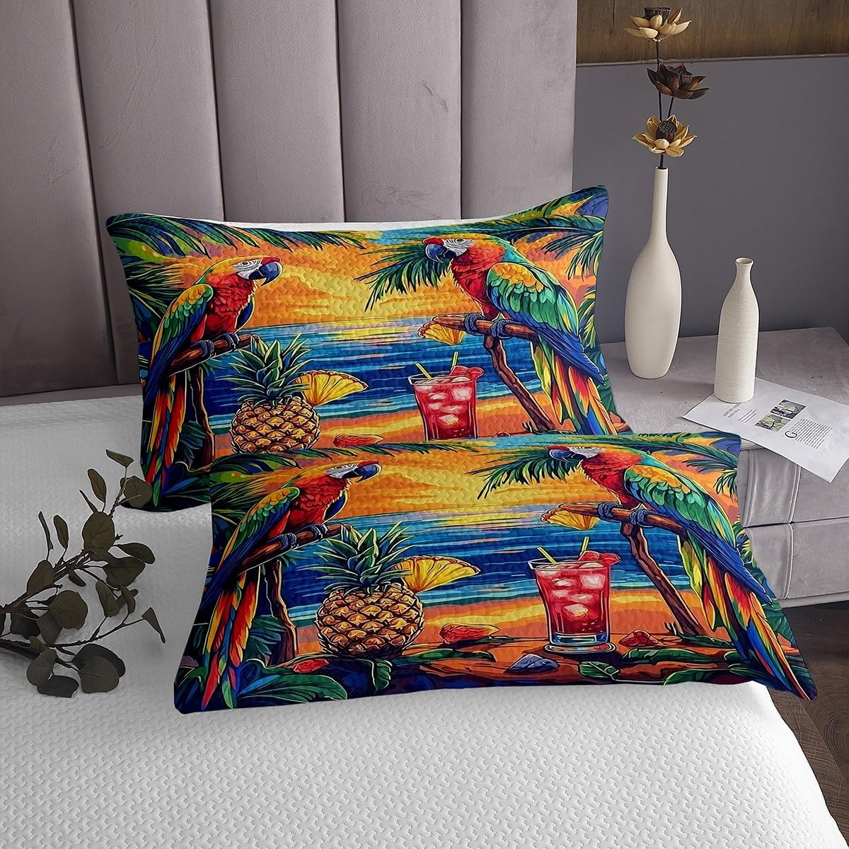Erosebridal Parrot Coverlet Set Twin Size for Kids