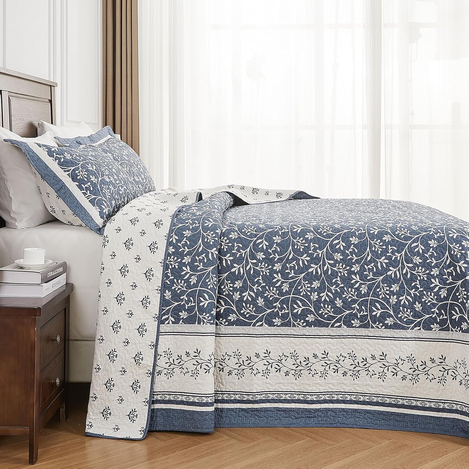 PANGUSHAN 102x120 Cotton Bedspread Set Reversible