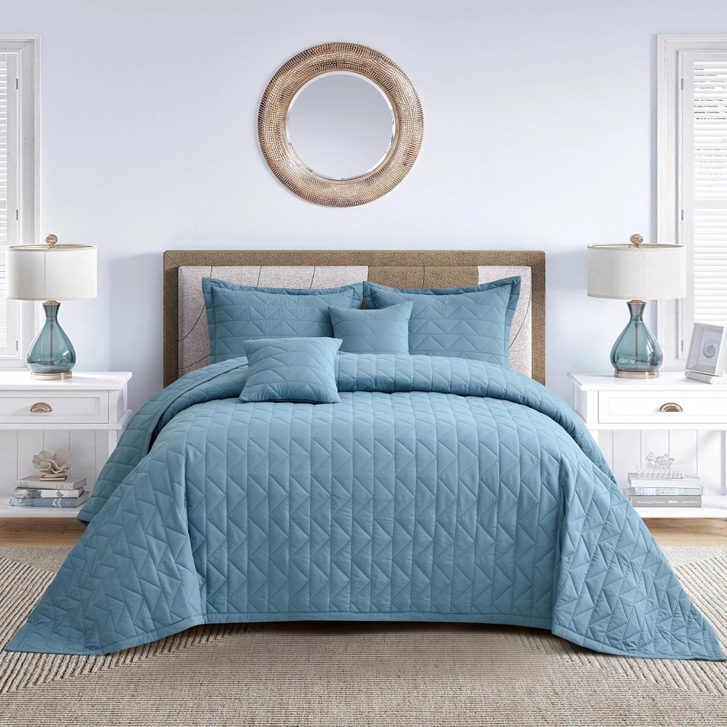 Blythease Oversized King Bedspread Set Ashley Blue 1