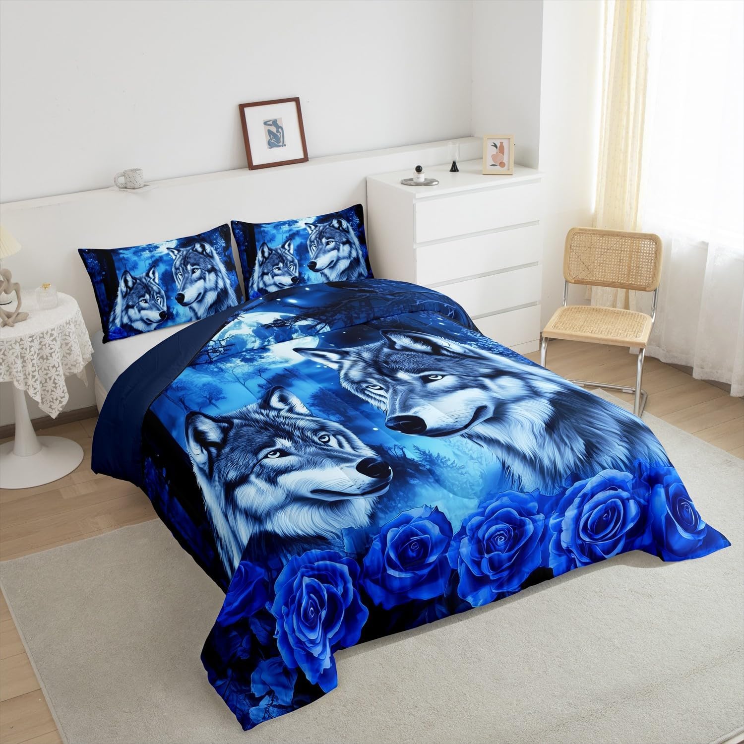 Erosebridal Wolf Couple King Size Bedding Set