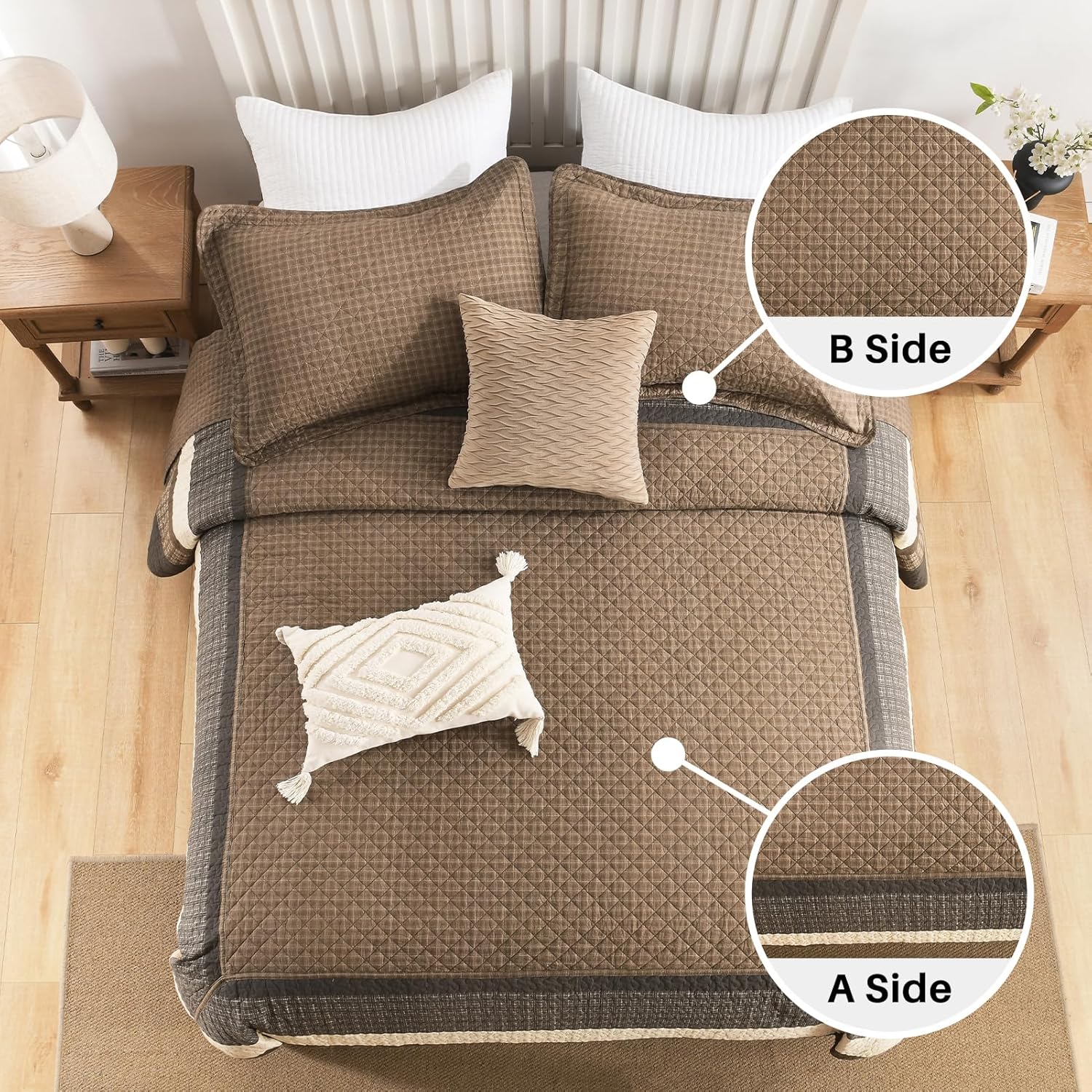 FineStichery Oversized Quilt Bedspread 3 Piece Set