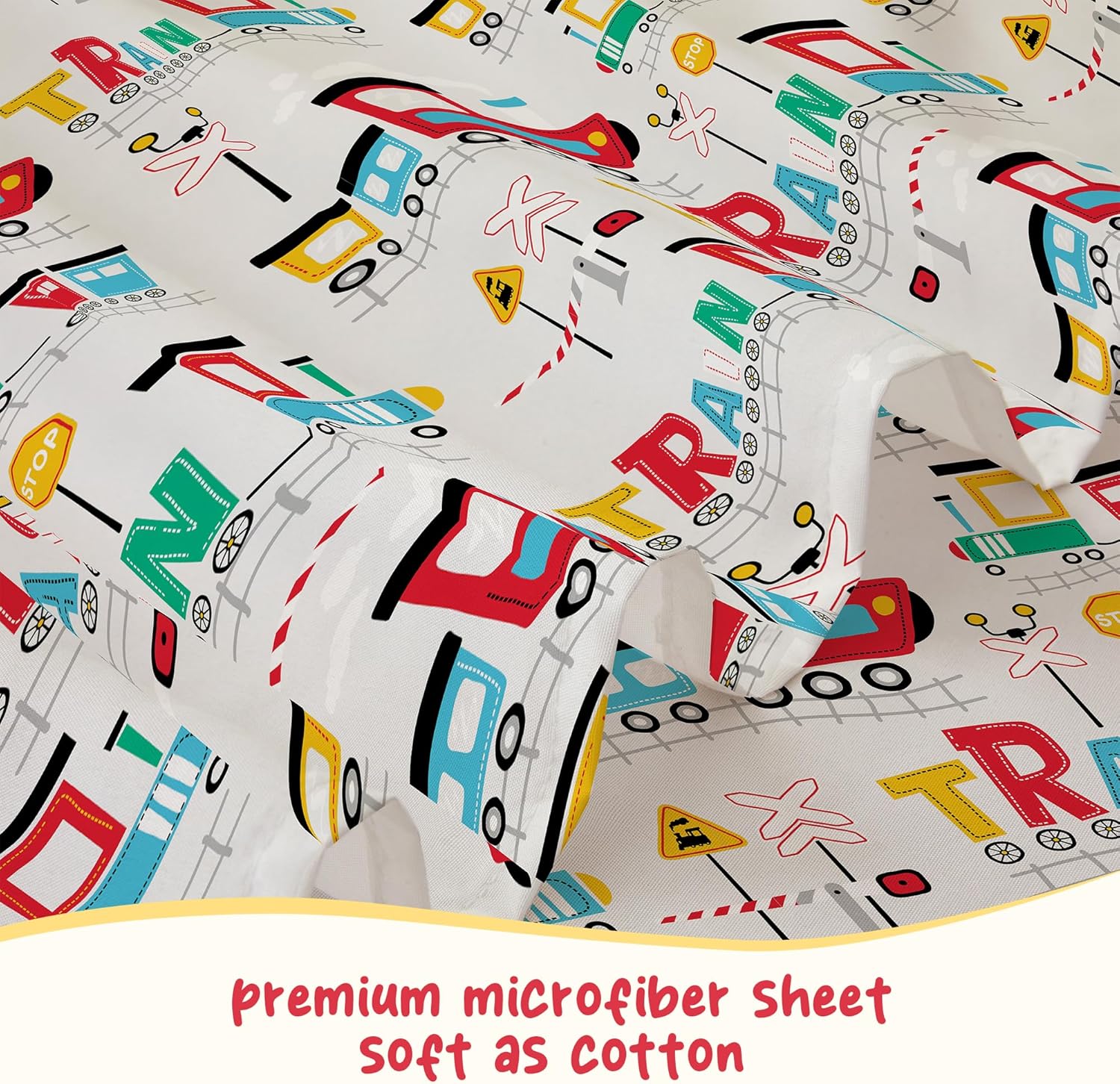 Bedmoon Boys Twin Sheets with Train Pattern