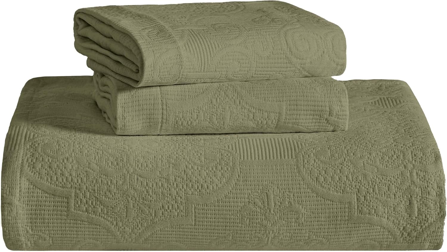 Superior Cotton Bedspread Set 3-Piece Sage King