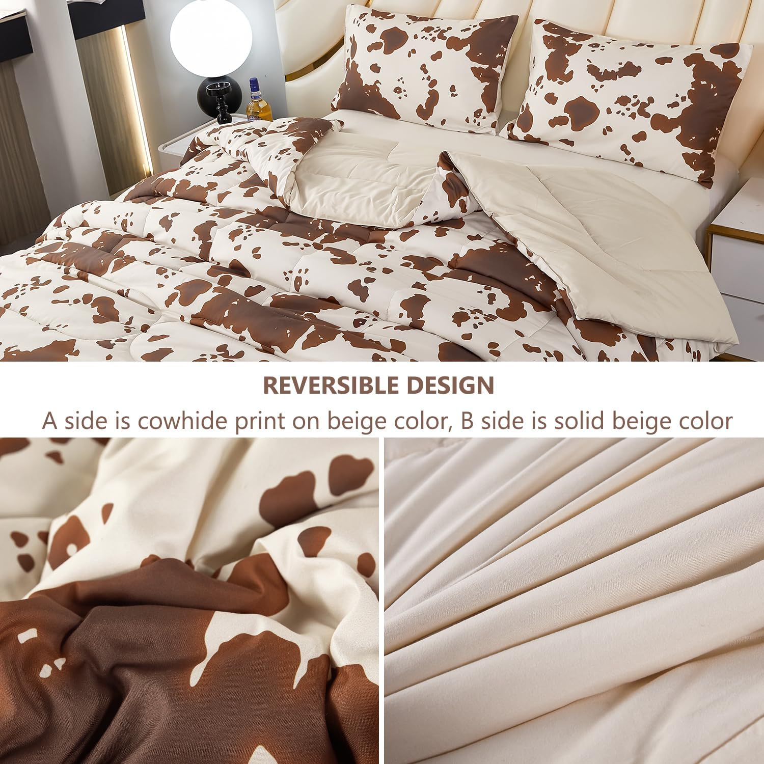 PERFEMET Cow Print King Size Comforter Set