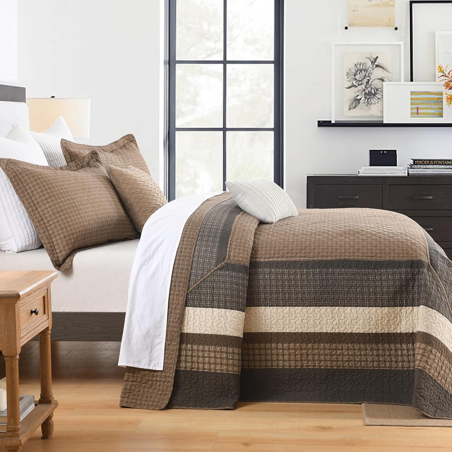 FineStichery Oversized Quilt Bedspread 3 Piece Set