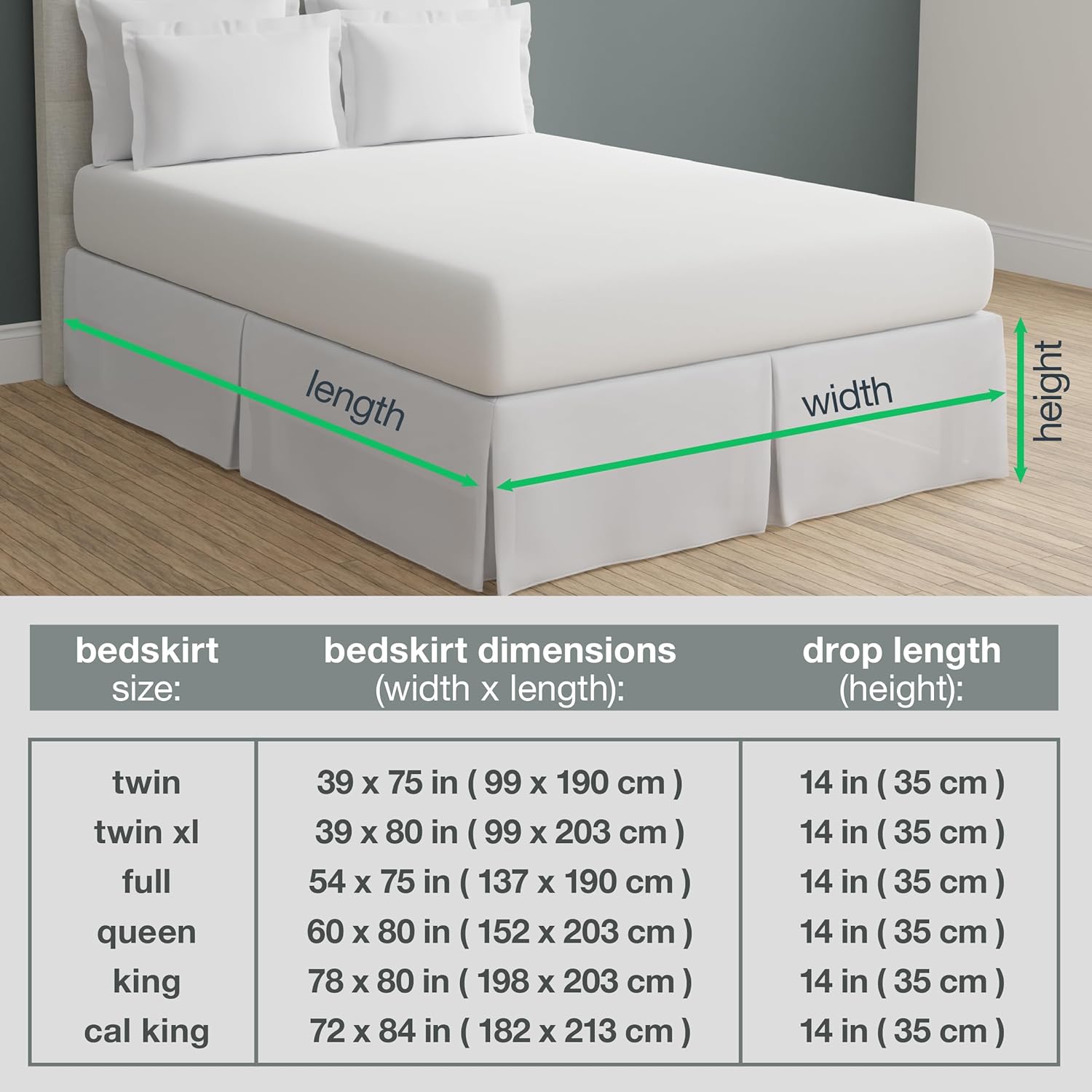 DreamSpace Quilted Bed Skirt with Diamond Pattern 14 Drop Twin Ivory
