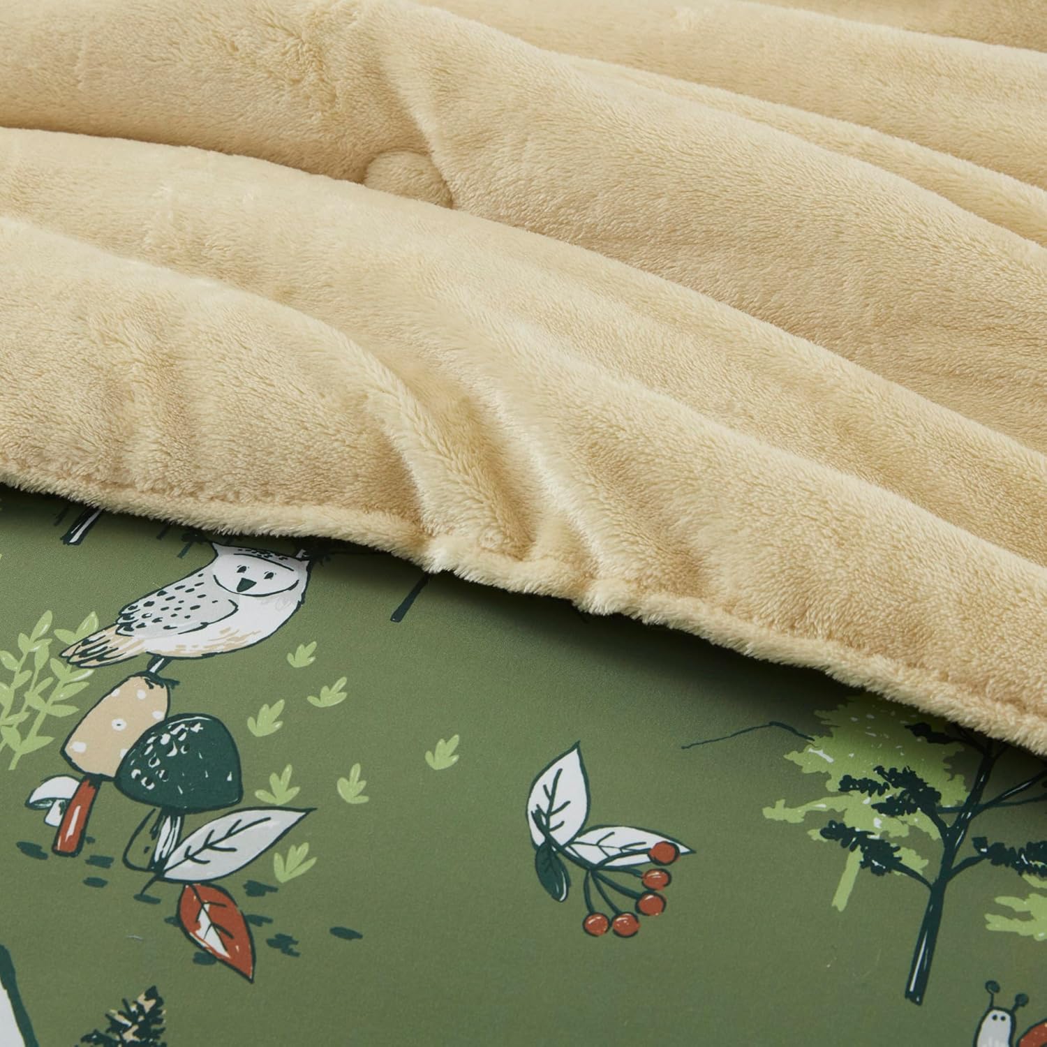 MI ZONE Kids Fluffy Comforter Set with Forest Animals
