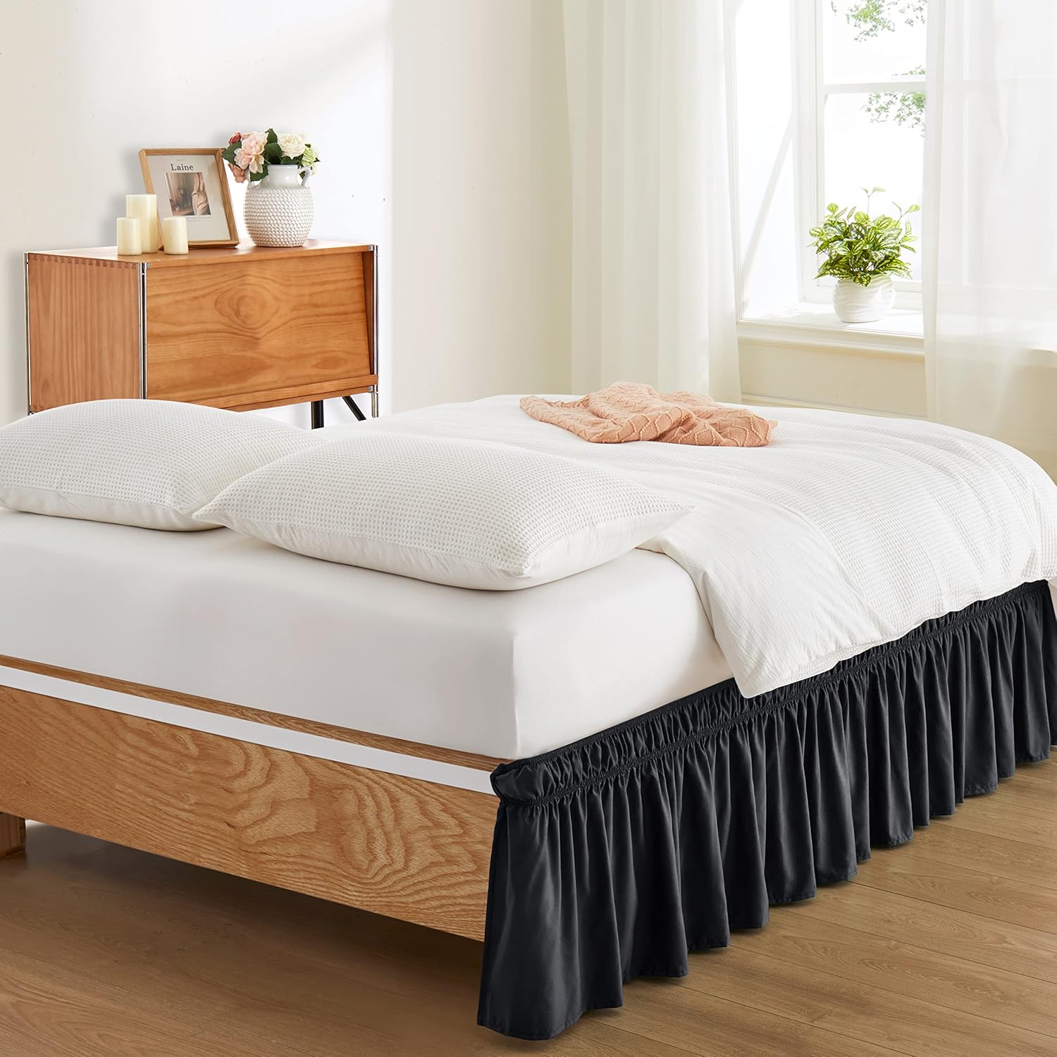 Entisn Adjustable Bed Skirt for Twin Twin XL Beds