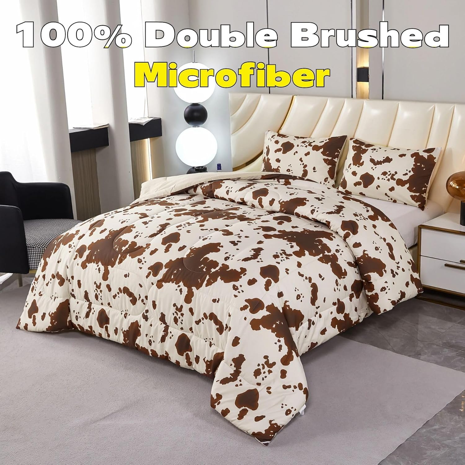 PERFEMET Cow Print King Size Comforter Set