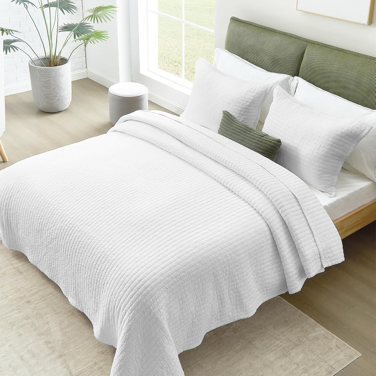 PUREKEA King Size Cross Stitch Quilt Set 3 pcs