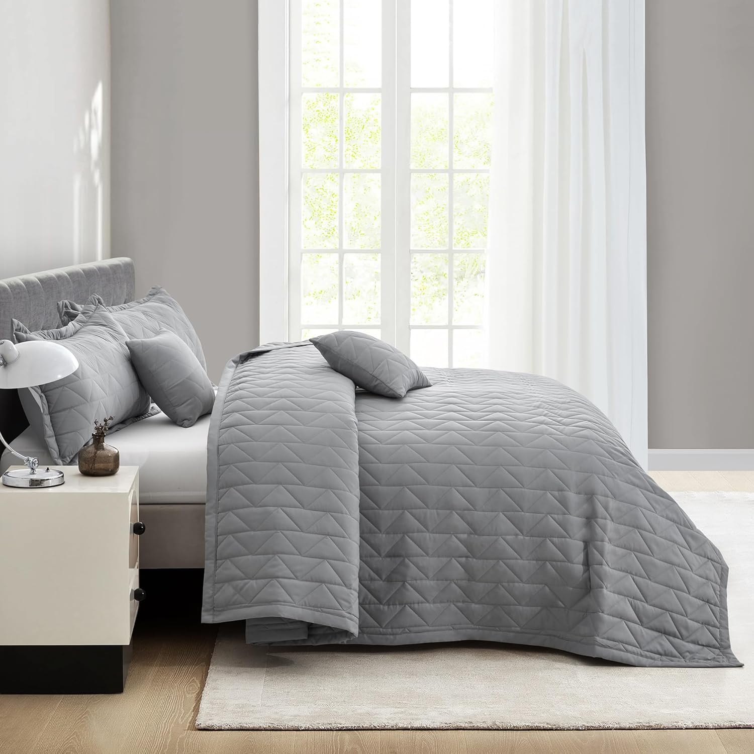 Blythease Oversized King Bedspread Set Grey 128x120