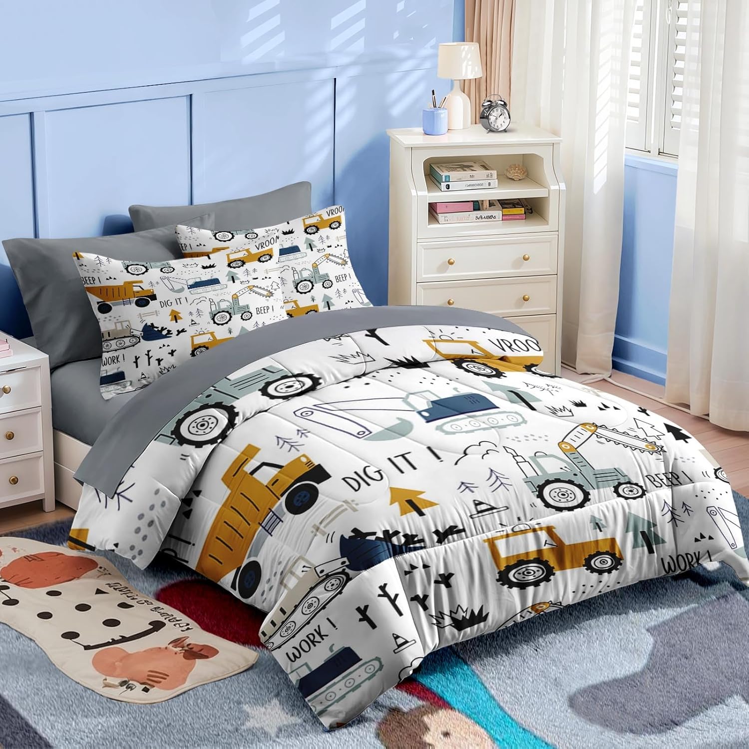 Nesker Comforter Set Queen Size with Cargo Crane Design 1