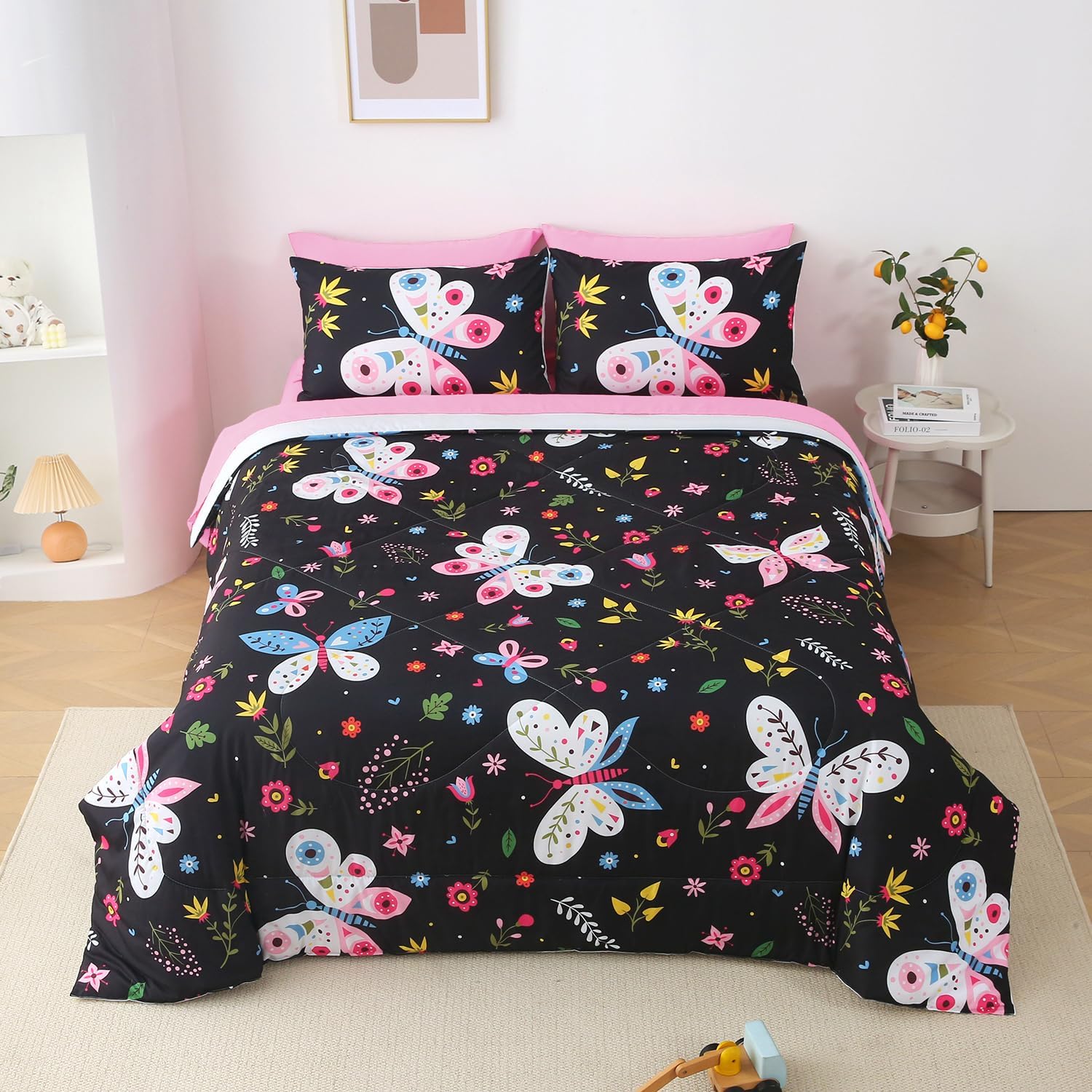 Jameswish Kids Butterfly Comforter Set