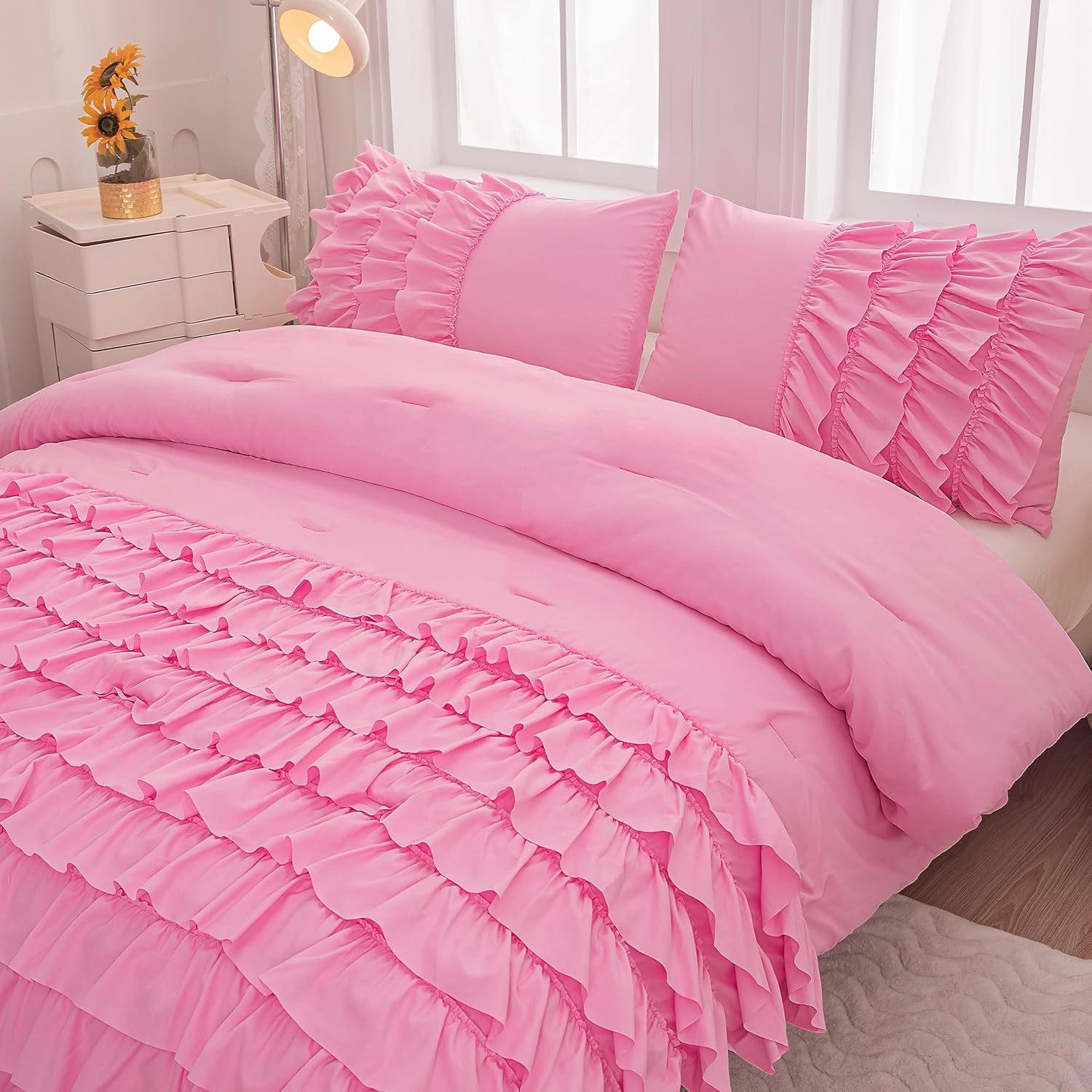 MWMWMW Pink Princess Comforter Set for Girls
