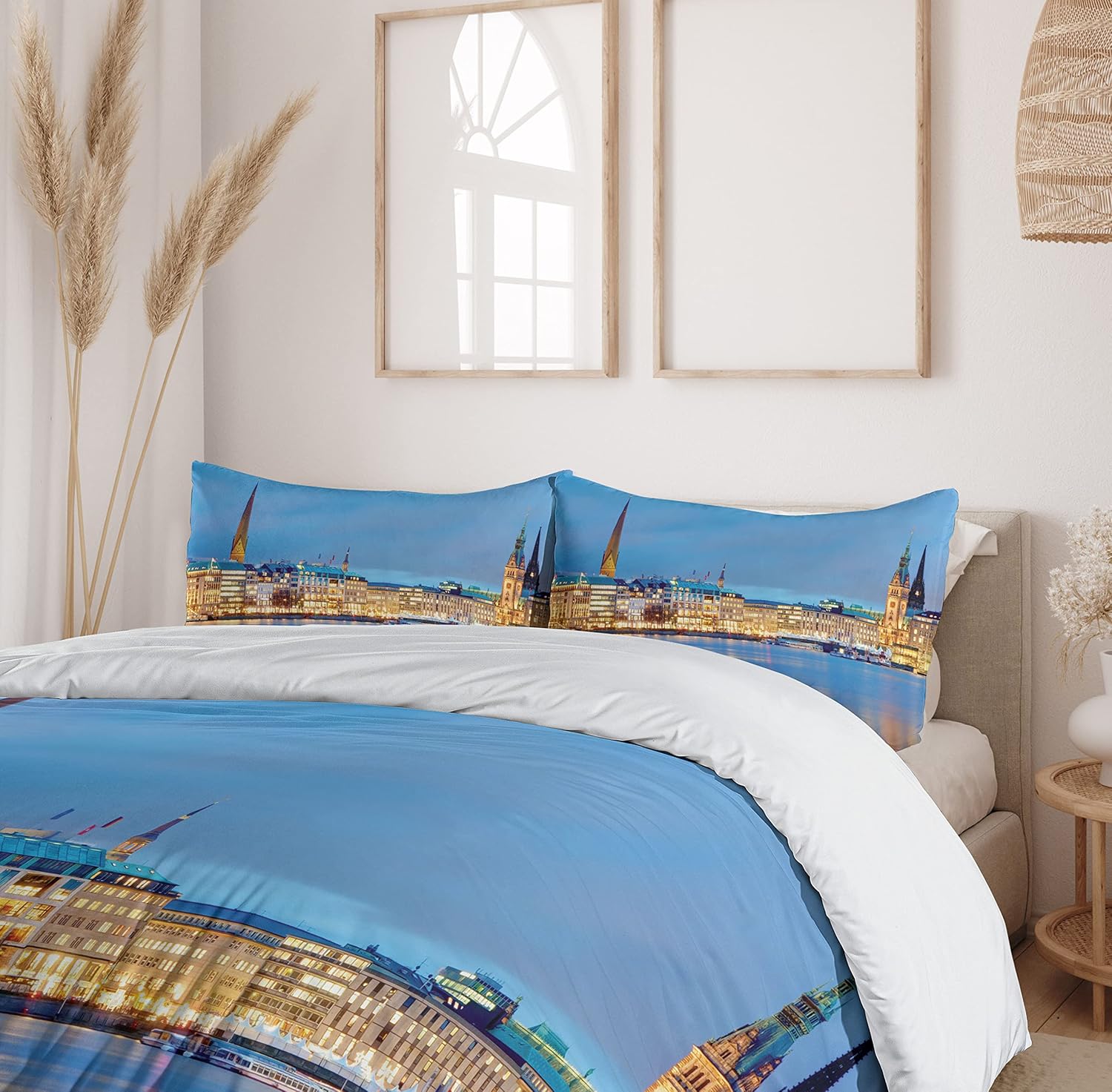 Ambesonne European Duvet Cover Set - Old Town Baroque Print Twin Size