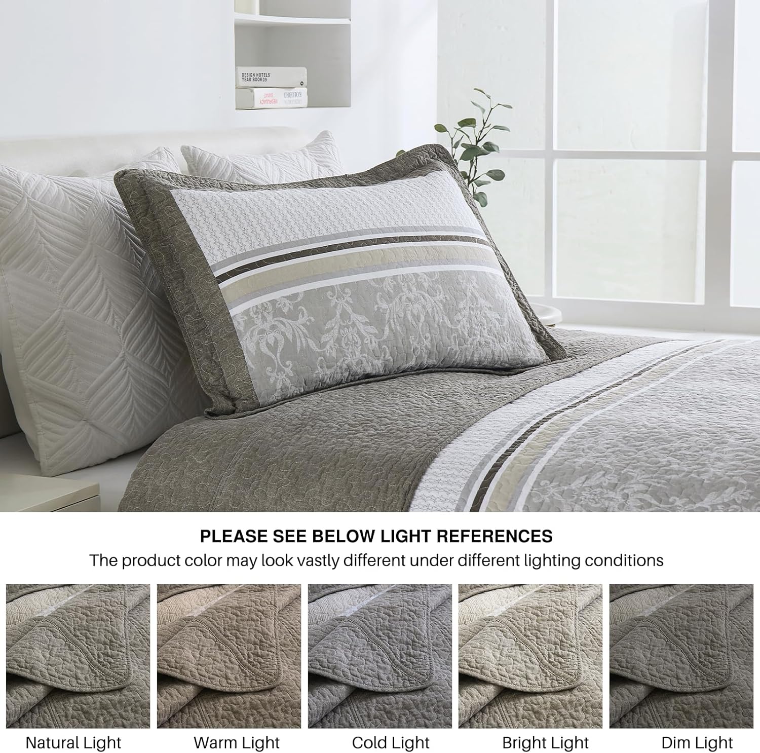 DDUOXIN 3 Piece King Bedspread Set - 120x120 Cotton Quilt with Pillow Shams
