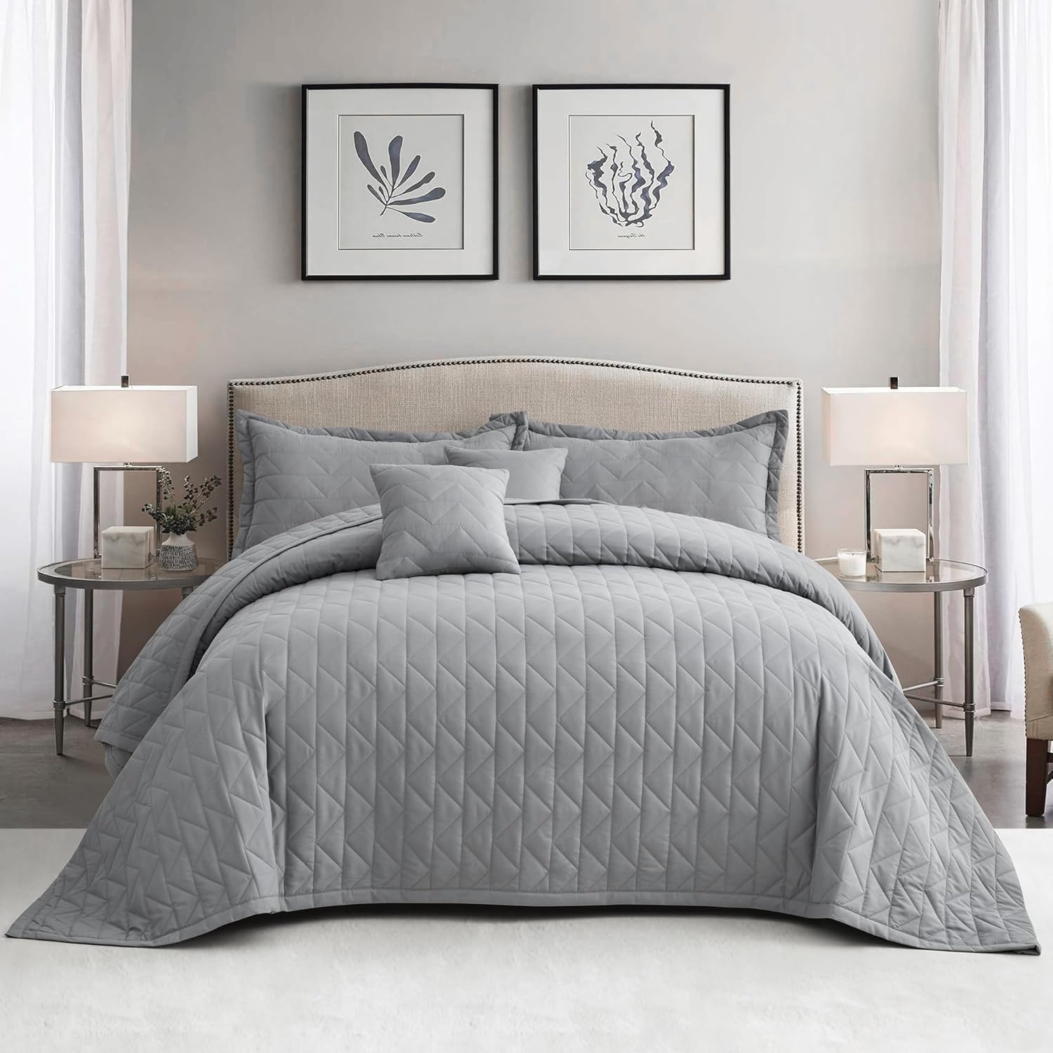 Blythease Oversized King Bedspread Set Grey 128x120