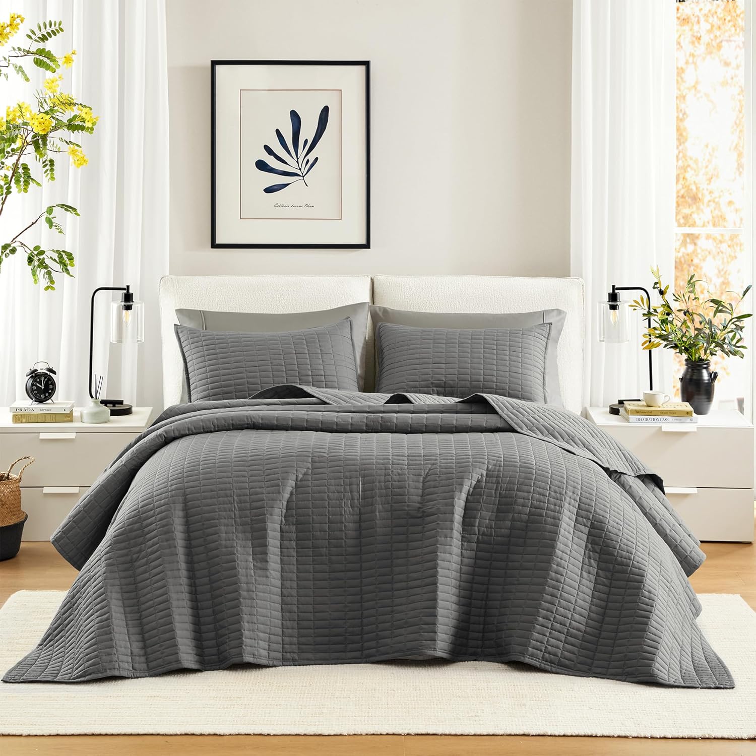 Comfort Spaces Charcoal King Quilt Set 3 Piece 1