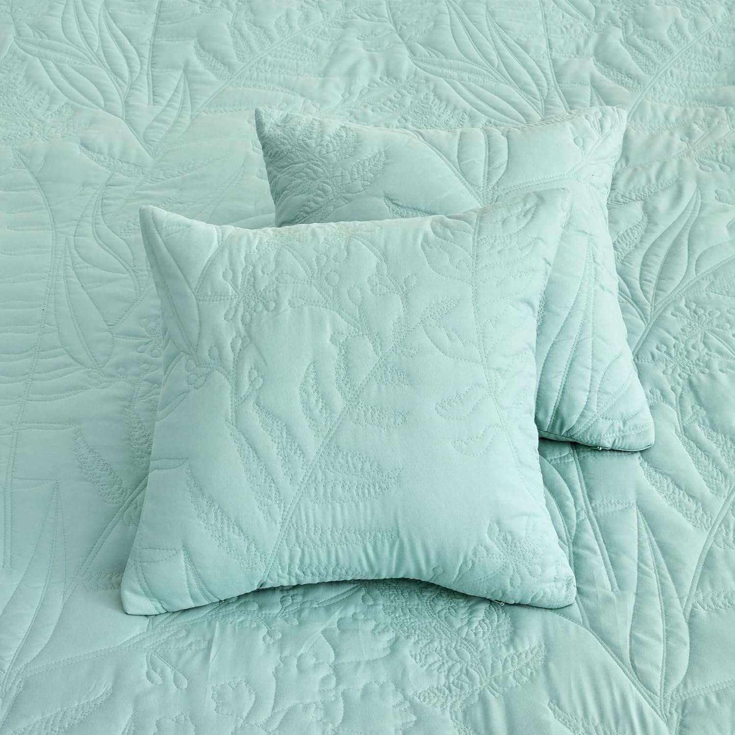 HZ HY Botanical Leaves King Bedspread Set 5 Piece
