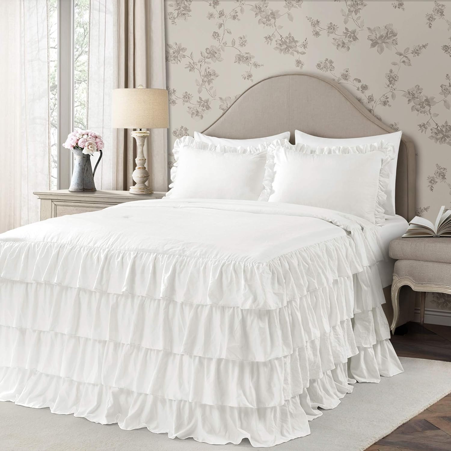 Lush Decor Allison Ruffle Skirt Bedspread 3 Piece Set Queen
