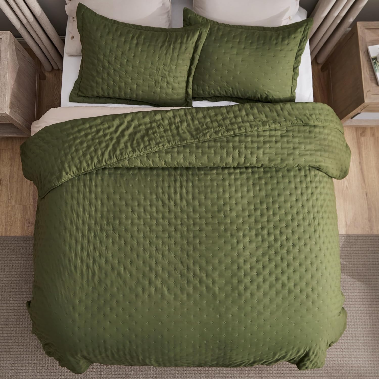 Bedsure King Quilt Set - Ultra Soft Olive Green Bedspread
