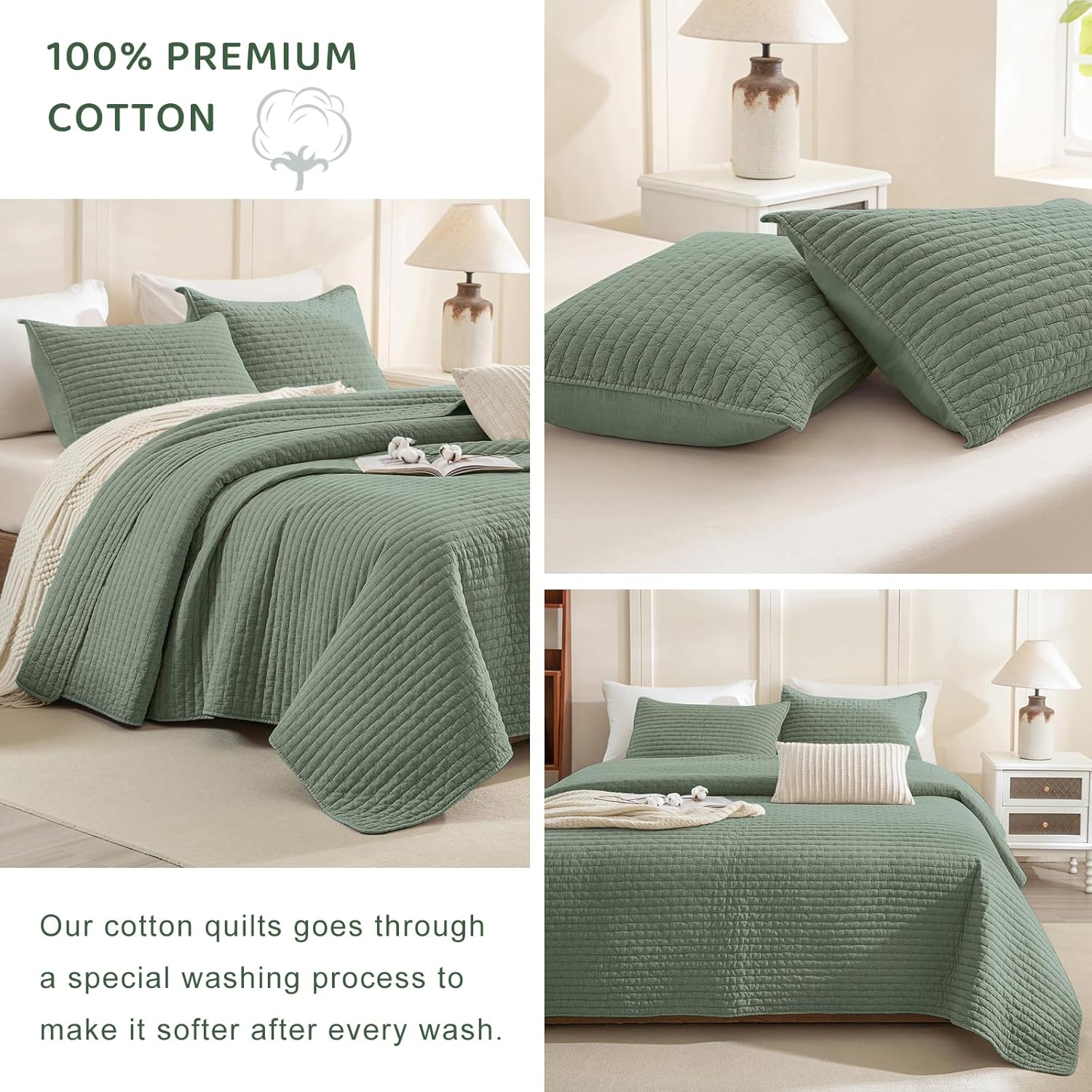 Sanracie 3PCS Extra Large King Quilt Set