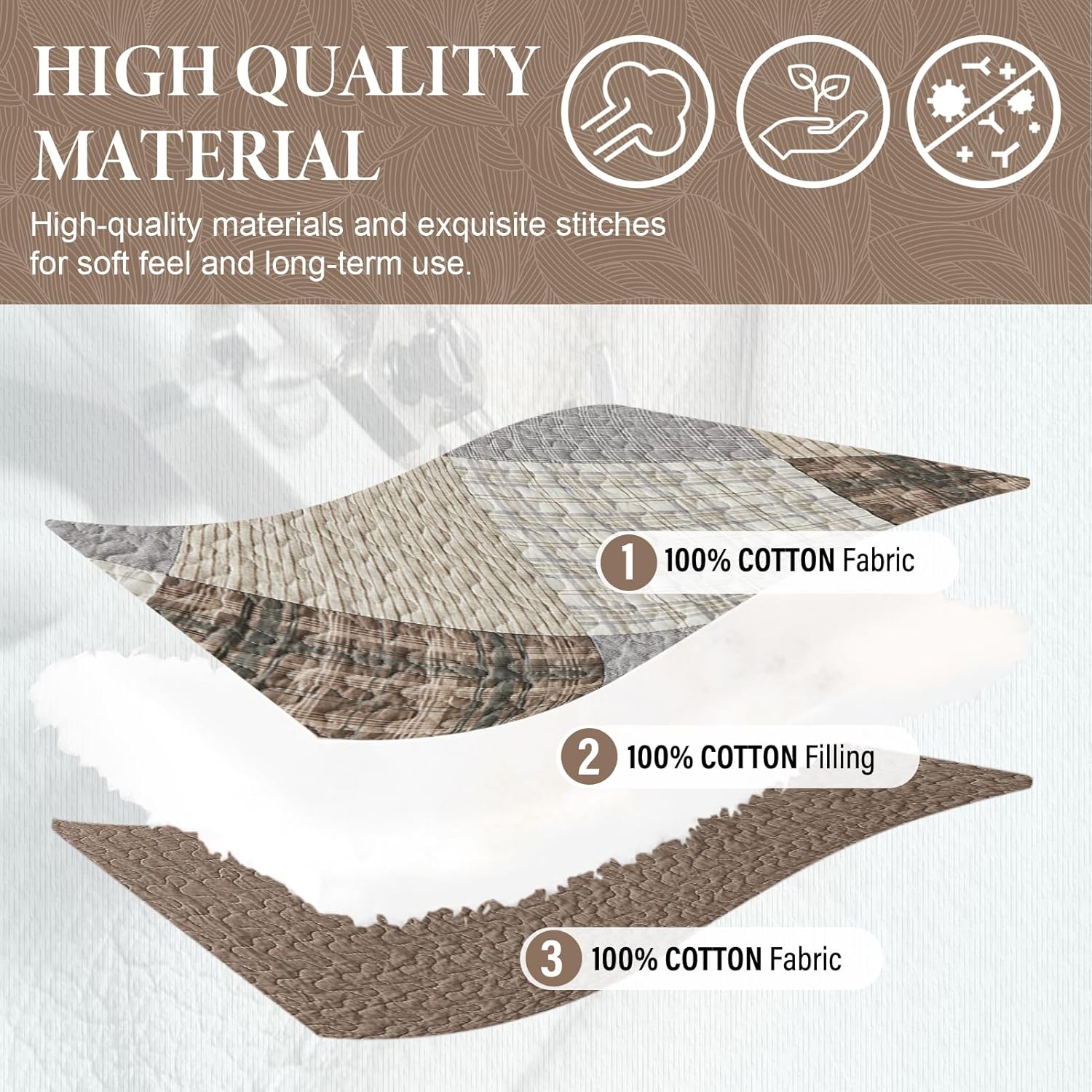 SahSahCasa 128x120 Cotton Oversized California King Bedspread Set