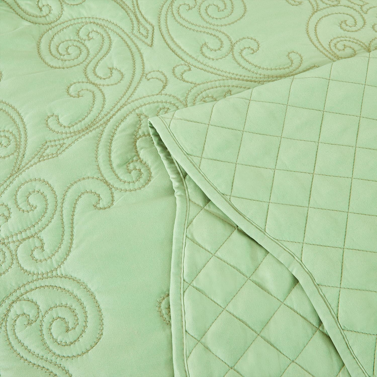 CHIXIN Bedspread Coverlet Set Queen Size - Luxury Damask Paisley Pattern